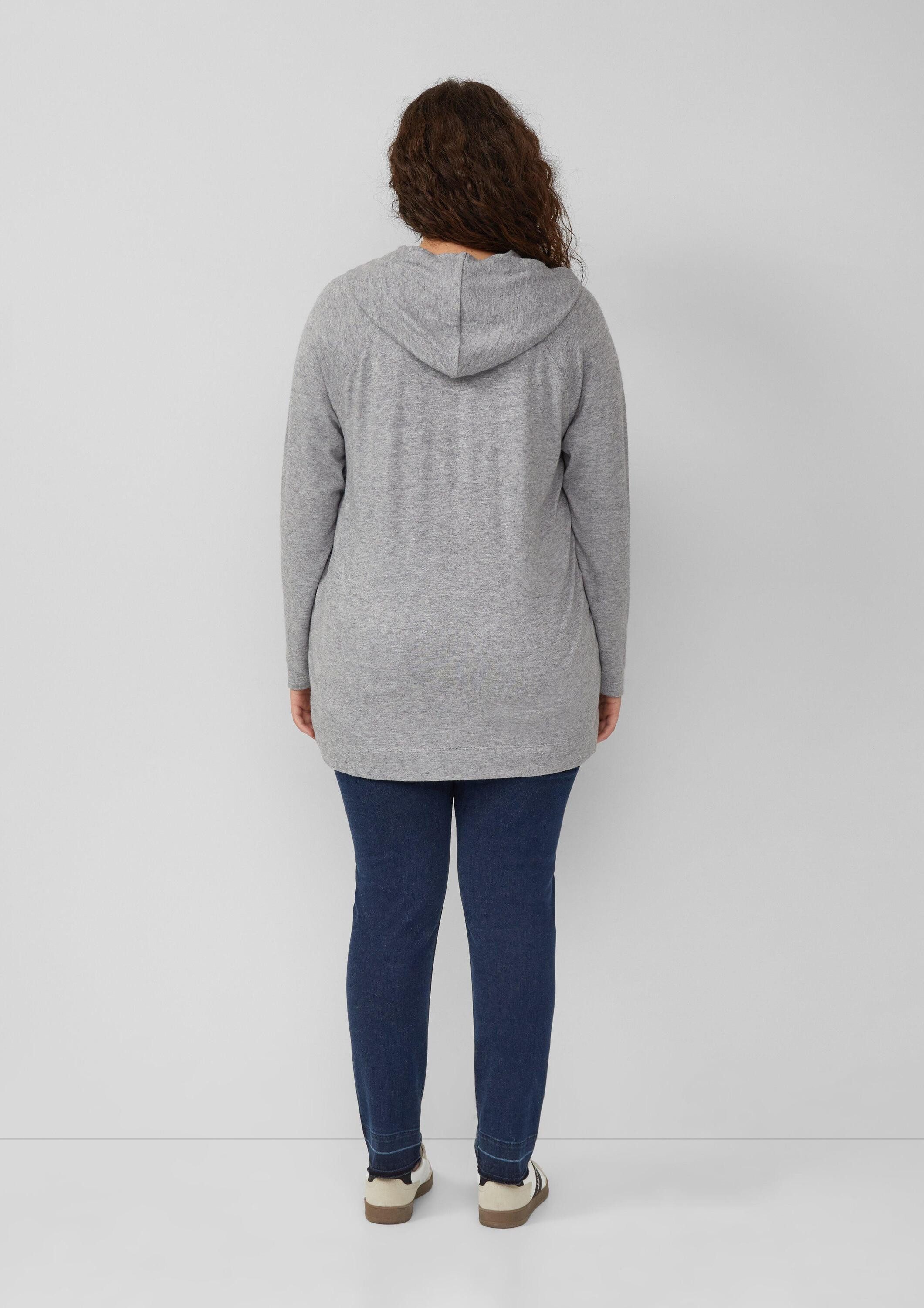 s.Oliver Langarmshirt T-Shirt Meliertes Longsleeve aus Stretchjersey mit Kapuze