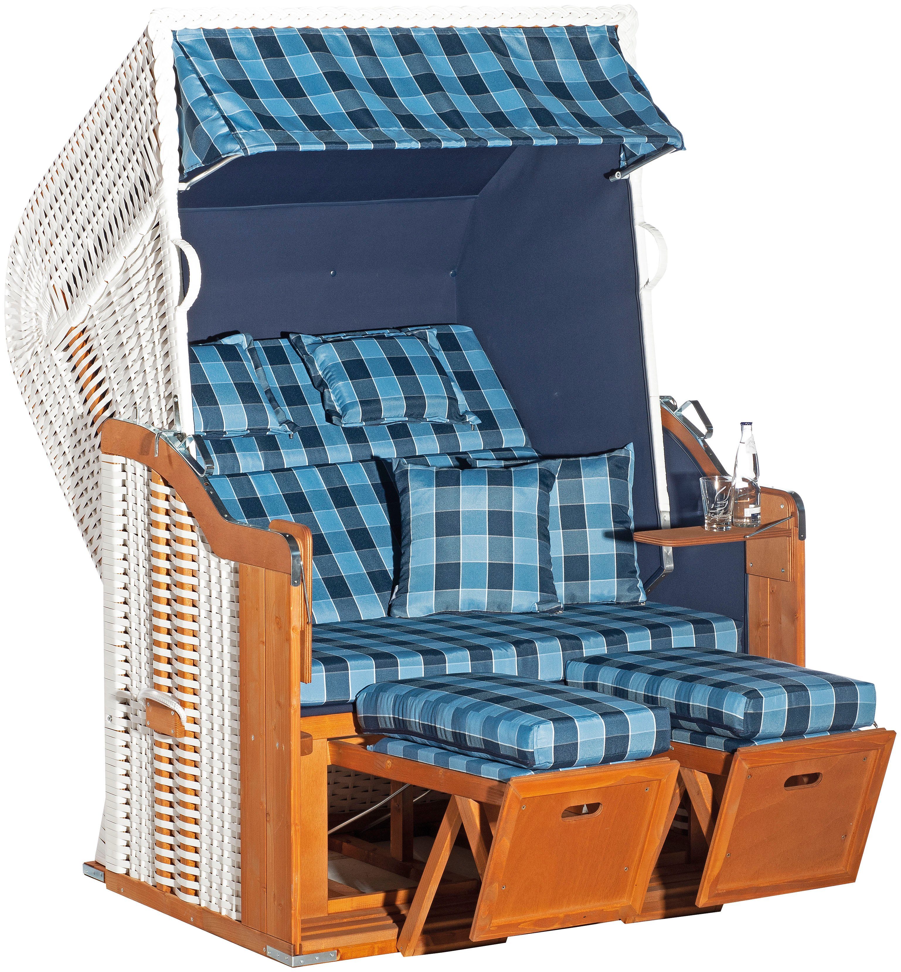 Stück einem Ostsee-Modell, Plus, Strandkorb montiert, komplett Oberkorb 125x90x160 Rustikal 255 SunnySmart cm, geflochten in BxTxH: 2-Sitzer, Halblieger,