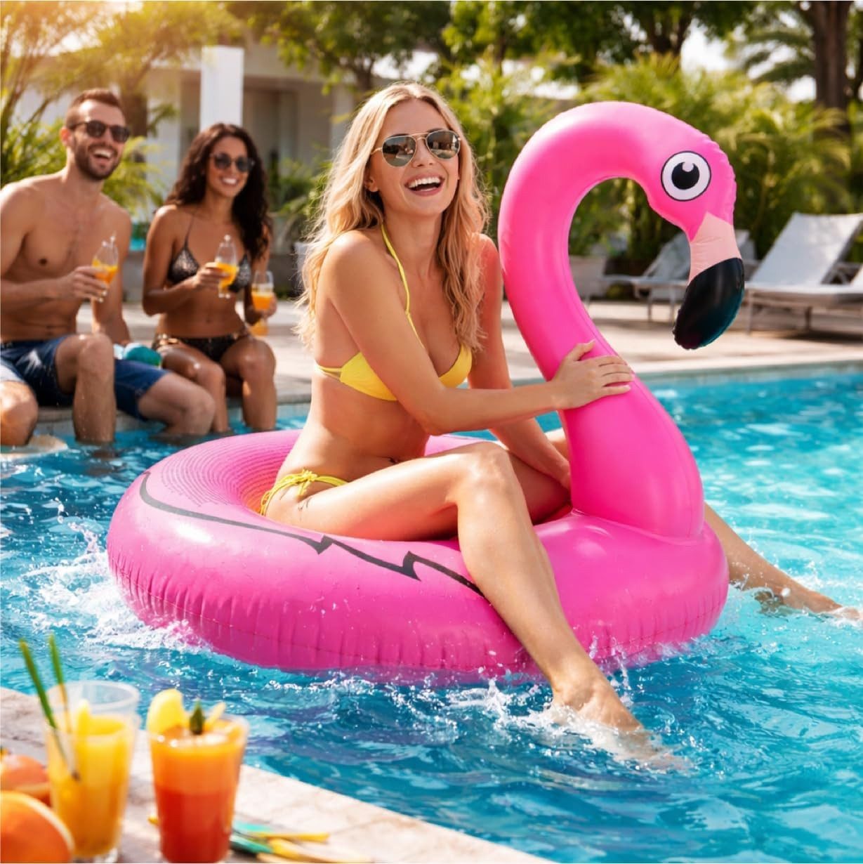 TK Gruppe Schwimmring Aufblasbarer Schwimmring aus PVC, Donut- und Flamingo-Varianten (Schwimmring), 120 cm – Bild 3 von 5