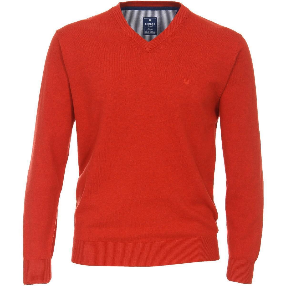 Redmond V-Ausschnitt-Pullover REDMOND Casual Herren Pullover Langarm V-Neck Comfort Rot