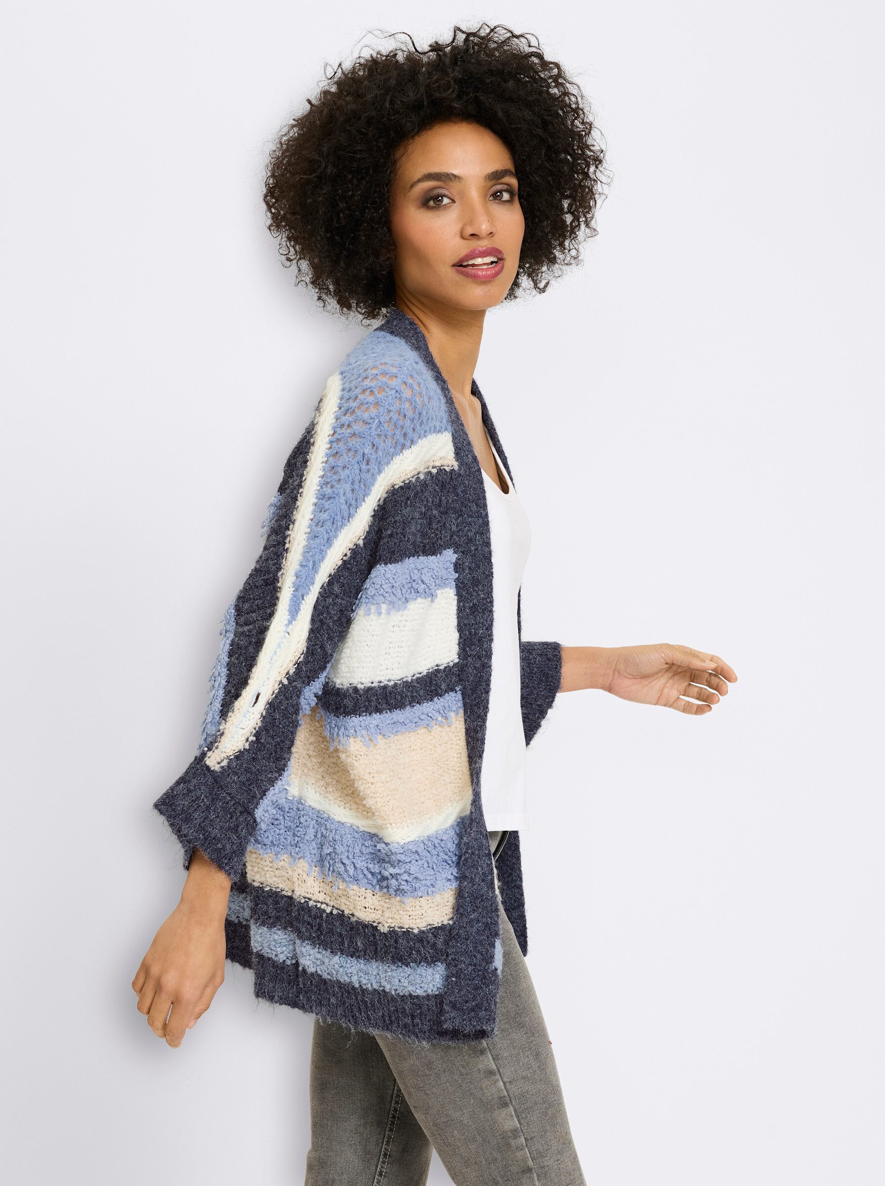 heine Strickjacke Strickjacke 3/4-Arm Ajourstrick – Bild 5 von 5