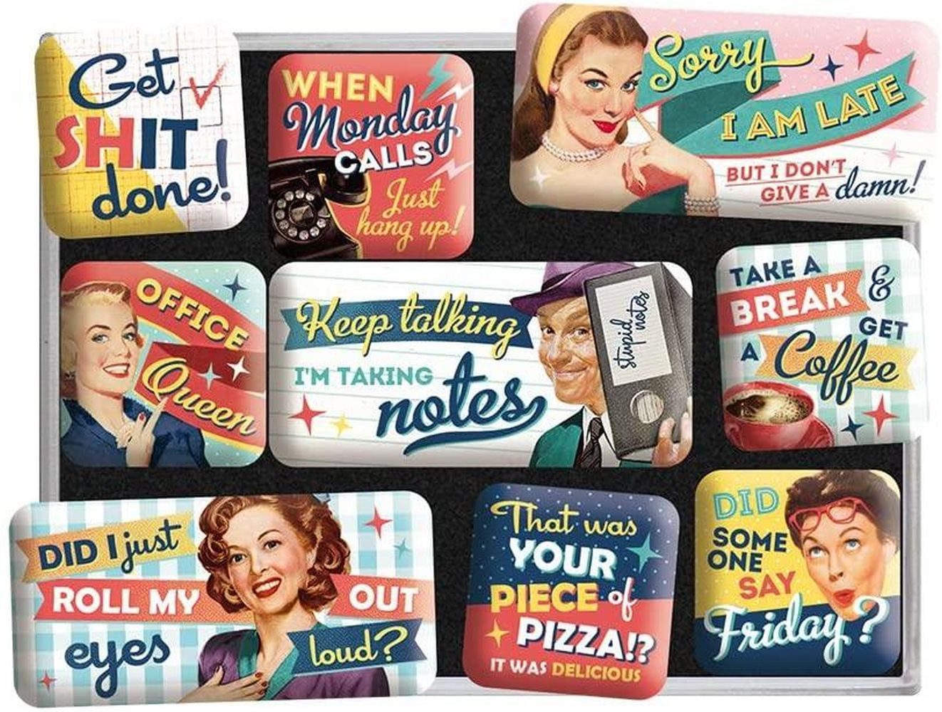 Nostalgic-Art Magnet 9tlg. Magnetset - Say it 50's - Office Fun