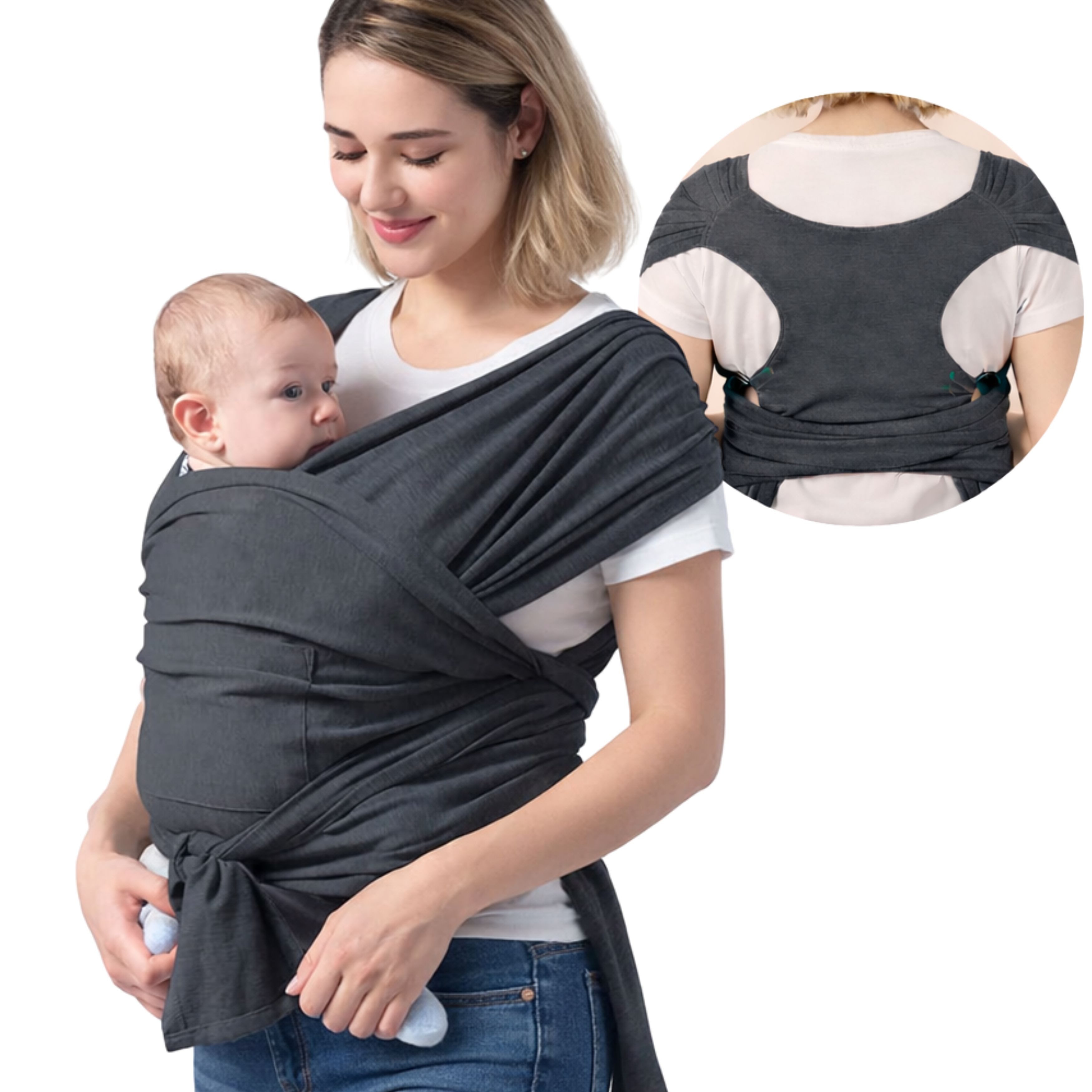 SKY & ZEN Tragetuch Baby Neugeborene - Babytragetuch ohne binden, Babytrage ab Geburt bis 15 Kilo, elastisches Tragetuch