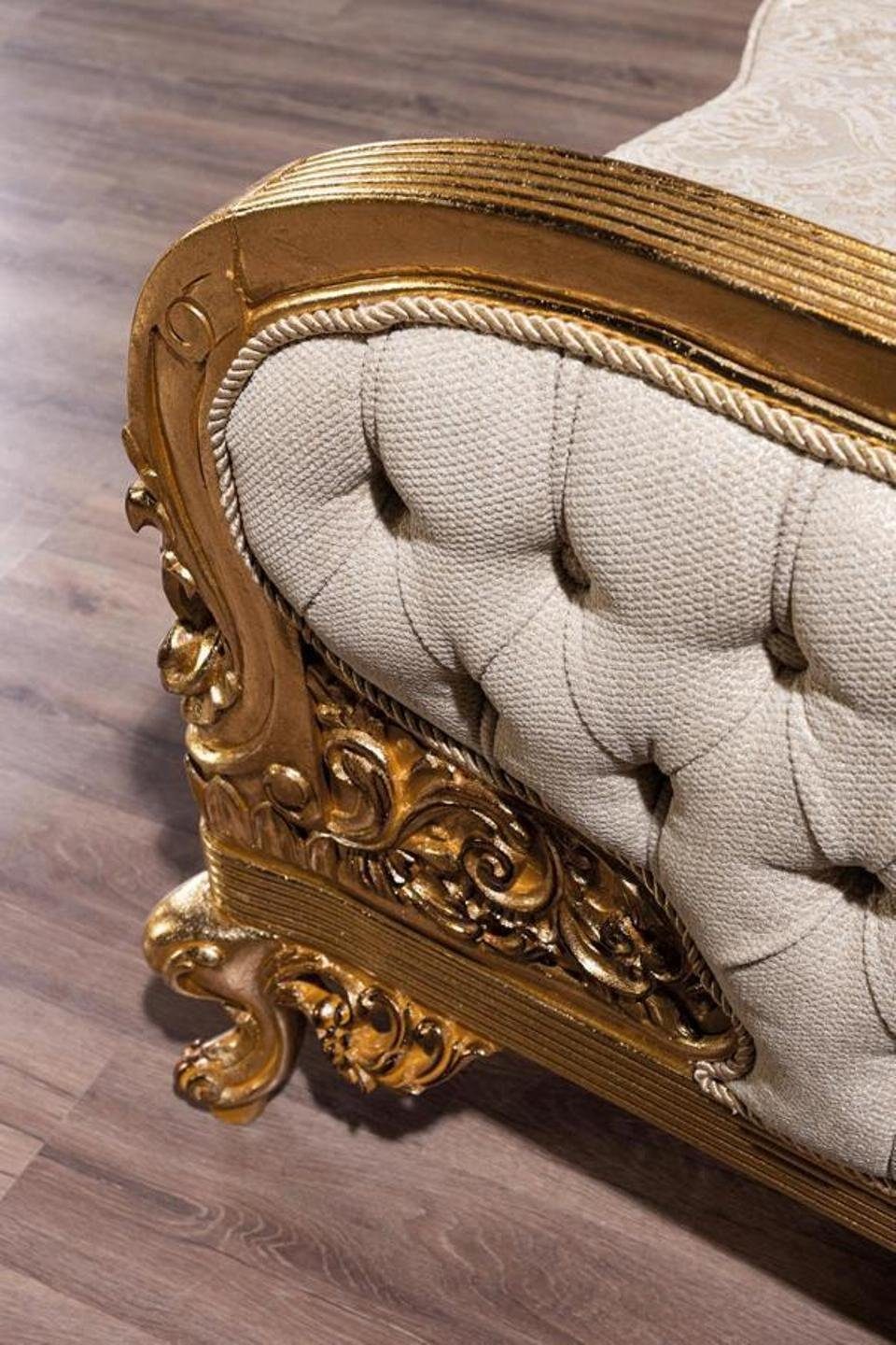 Sofagarnitur Couchtisch, Sessel 3 Sitzer / Goldene / Sofa, Polster Couch JVmoebel 3+1 Möbel Sofa Couchtisch Klassische