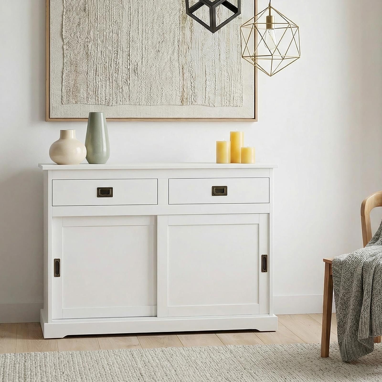 IDIMEX Kommode SAVONA, Sideboard Kommode 2 Schiebetüren 2 Schubladen Kiefer massiv, Buffetsch