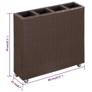 vidaXL Hochbeet Garten-Hochbeet mit 4 Töpfen 80x22x79 cm Poly Rattan Braun (1 St)