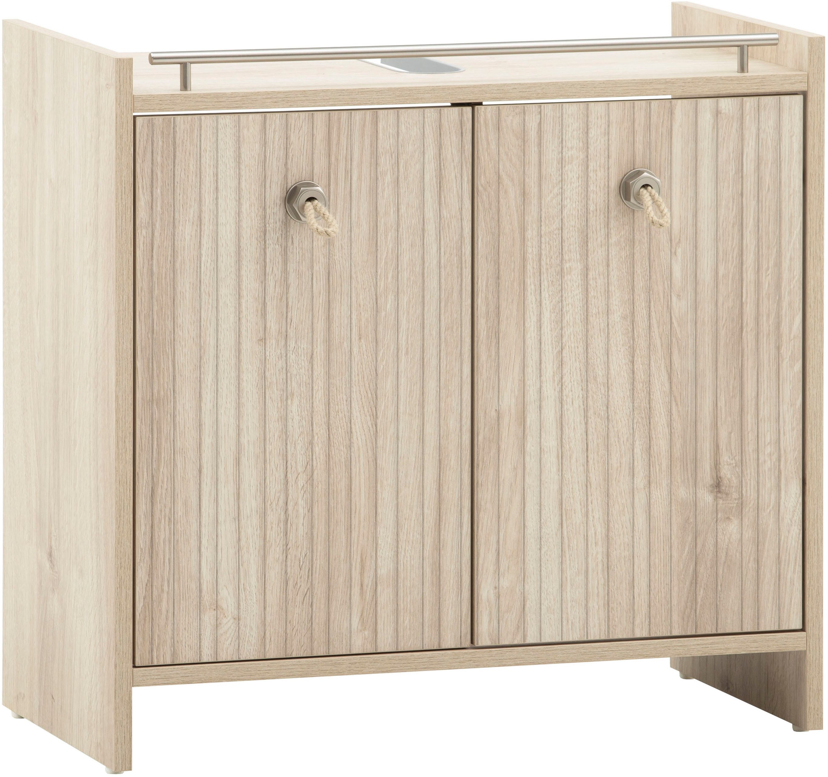 Schildmeyer Waschbeckenunterschrank SONDERBY, 2 Türen, Breite 65 cm, MADE IN GERMANY (1-St) Seilgriffe im maritimen Look, MADE IN GERMANY