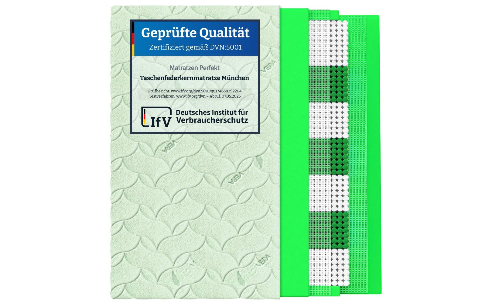 Taschenfederkernmatratze München mit 1000 Federkern, Extra Hoch, bis 200 KG BELASTBAR, Matratzen Perfekt, 23 cm hoch, (Härtegrad 2 bis 5 Extra FEST, 90x200 cm, 140x200 cm & alle Größen), Matratze für eine gute Punktelastizität