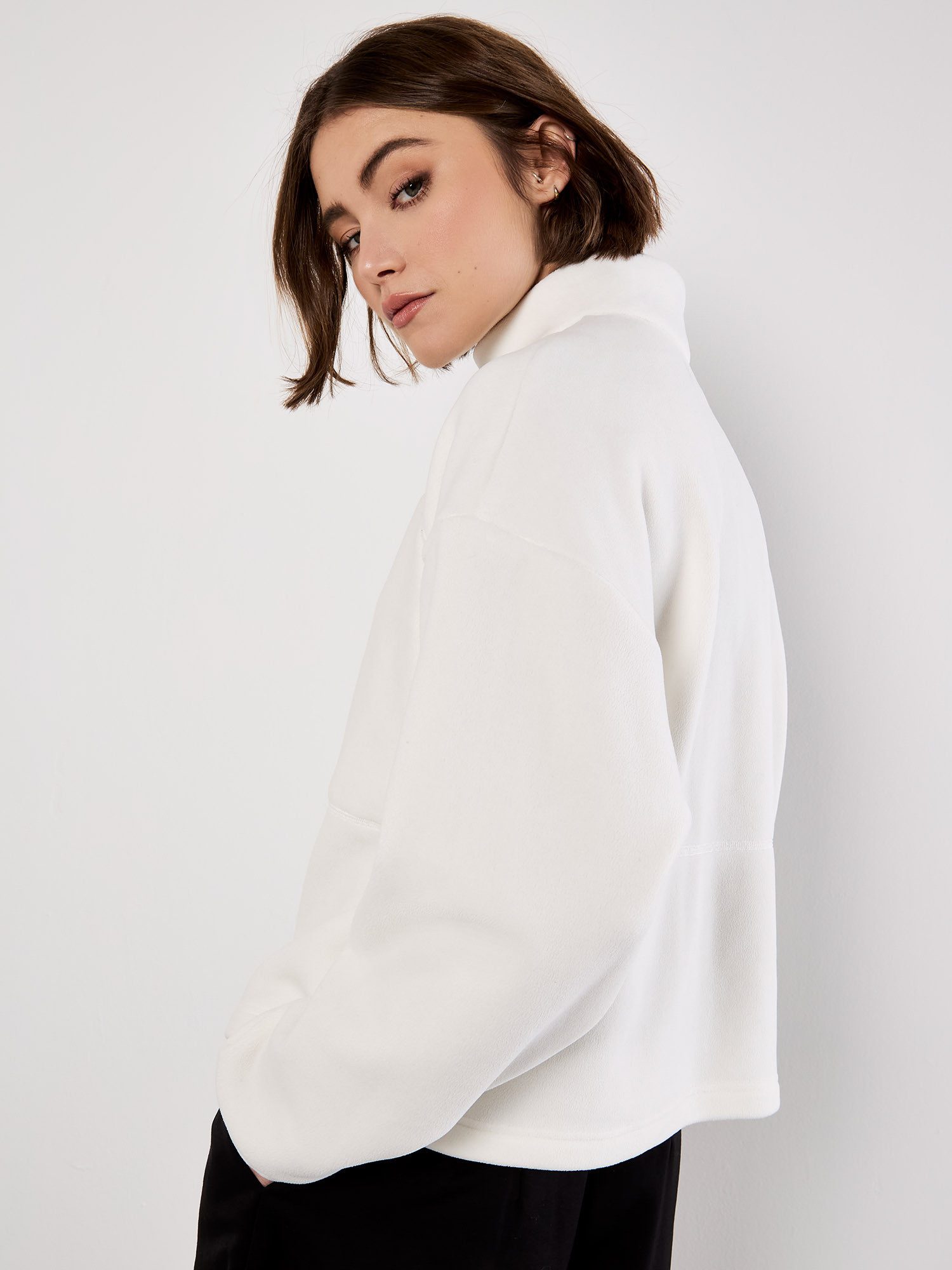 Apricot Strickfleece-Pullover Fleecepullover mit Reißverschlusstasche