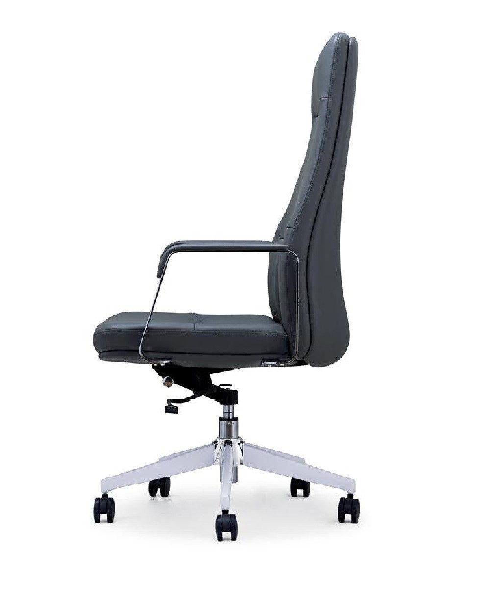 Xlmoebel Sessel Luxuriöser Drehstuhl aus grauem Leder mit bequemer Polsterung (Büro Sessel), Hergestellt in Europa