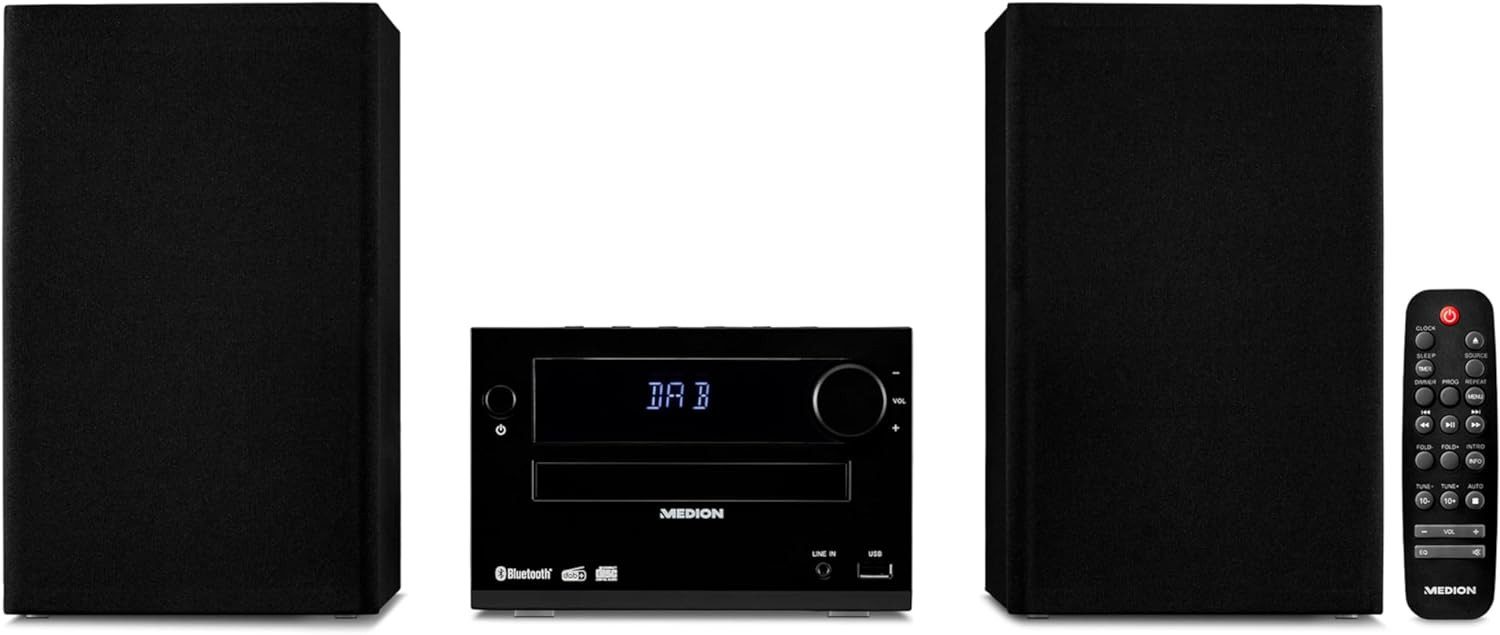 Medion® MEDION MD44484 Micro Audio System Kompaktanlage DAB+ CD Player Microanlage (DAB+/PLL UKW Radio mit je 30 Senderspeichern, DAB+/PLL UKW Radio mit je 30 Senderspeichern, CD R/RW/MP3 kompatibel)