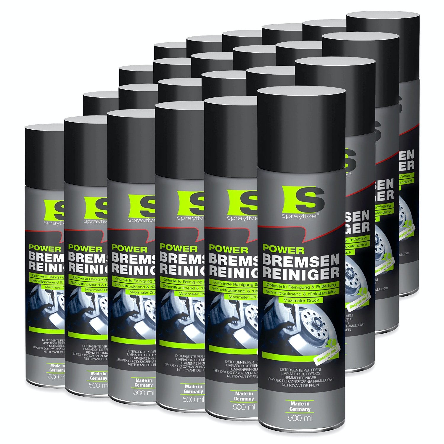 Spraytive 24x 500ml Power Teilereiniger-Spray - Hochwirksamer Kaltreiniger und Bremsenreiniger (Made in Germany)