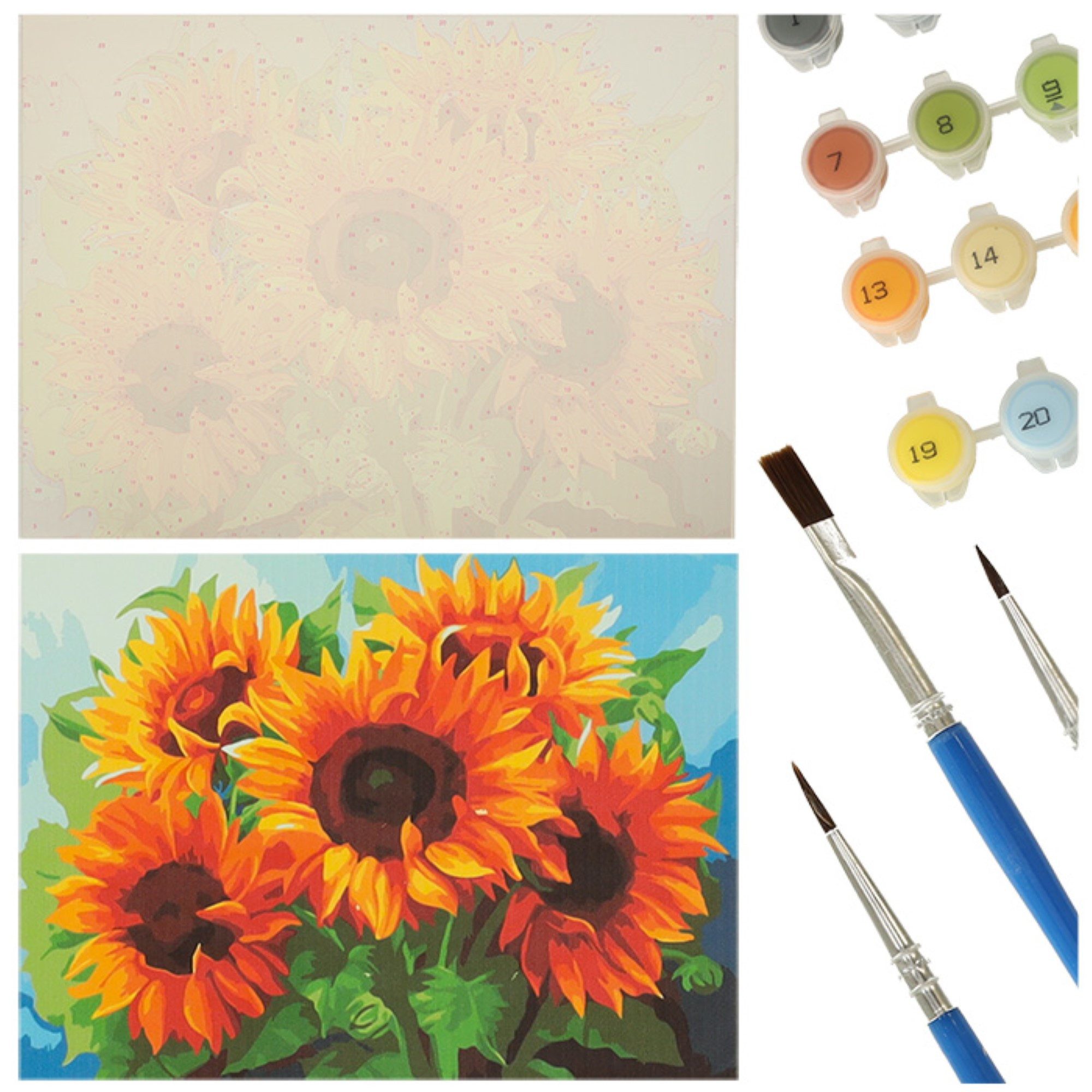 Ikonka Раскрась по номерам Раскрась по номерам Set 40x50cm - Sonnenblume auf Leinwand (Malen nach Zahlen auf Leinwand Set, 1x Malen auf nach Zahlen auf Leinwand Komplettset), Hochwertiges Sonnenblume-Malen-nach-Zahlen: Einfach, entspannt