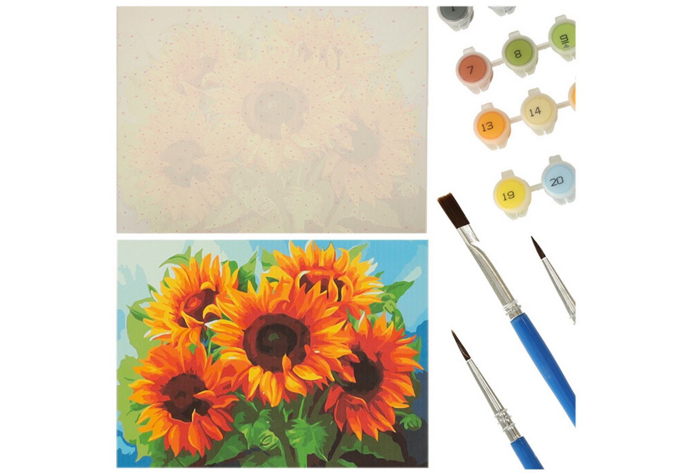 Ikonka Malen nach Zahlen Malen nach Zahlen Set 40x50cm - Sonnenblume auf Leinwand (Malen nach Zahlen auf Leinwand Set, 1x Malen auf nach Zahlen auf Leinwand Komplettset), Hochwertiges Sonnenblume-Malen-nach-Zahlen: Einfach, entspannt