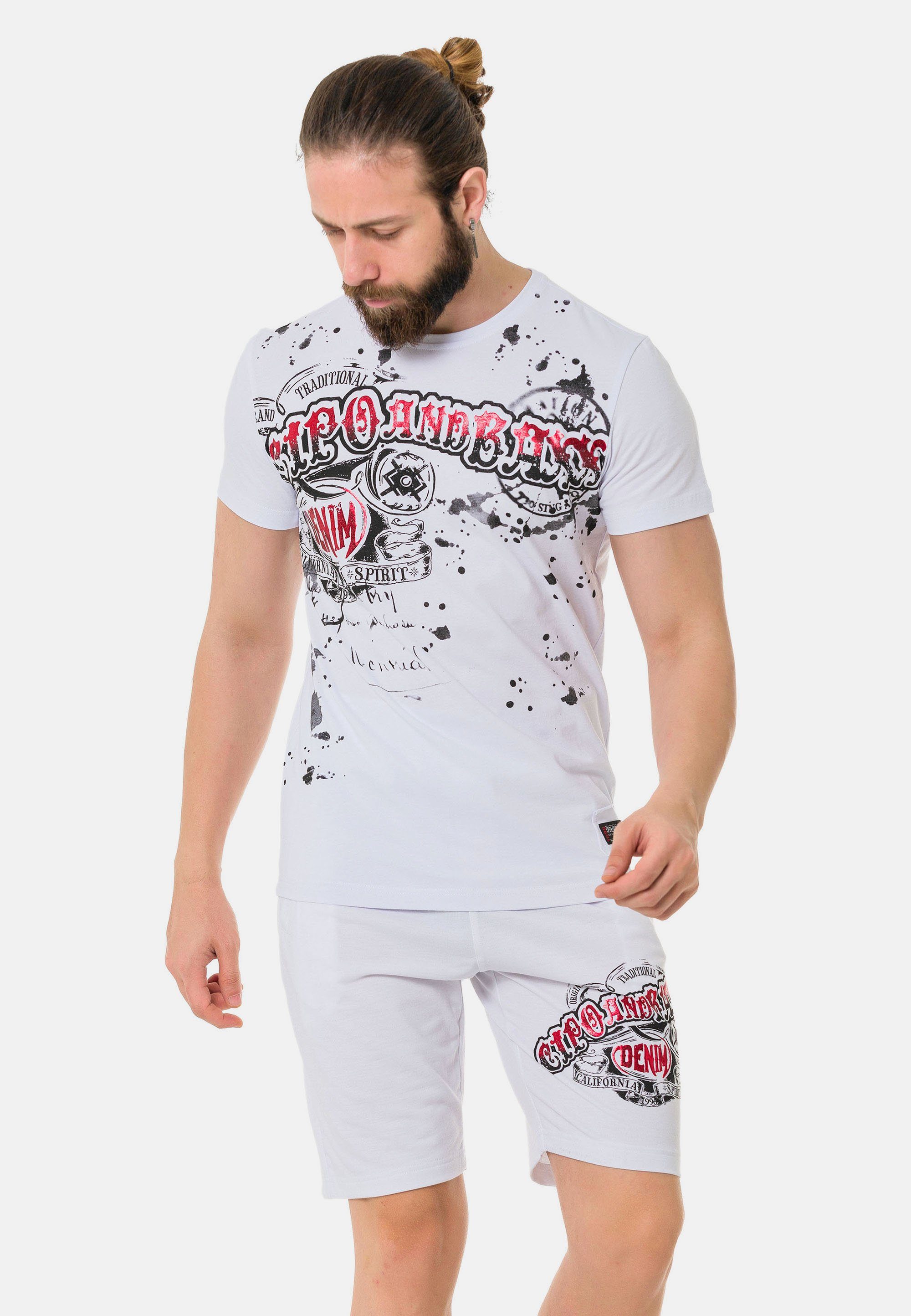 Cipo & Baxx T-Shirt mit Markenprint weiß coolem