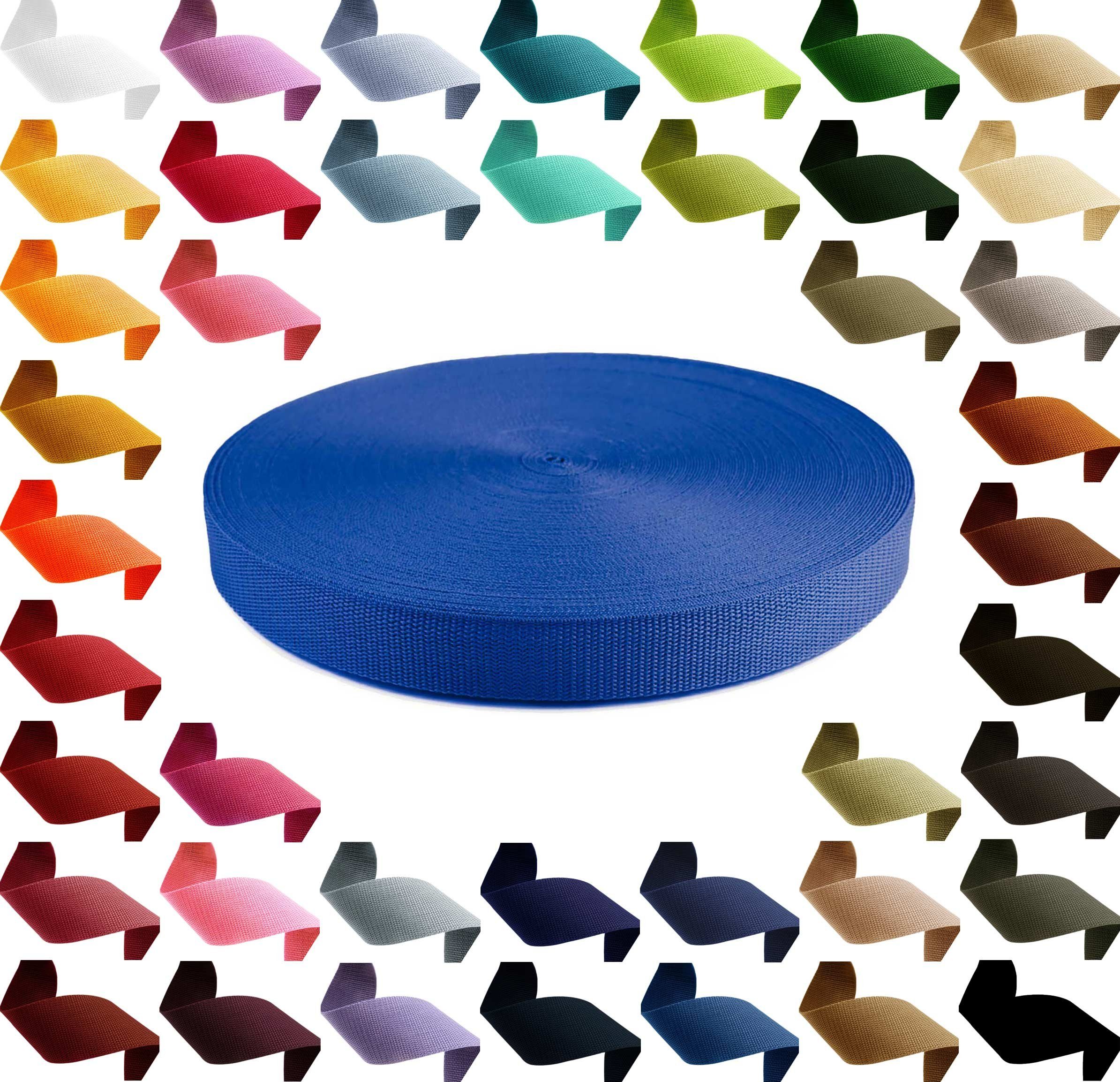 maDDma 50m PP Gurtband, Polypropylen, 20mm breit, 1,3mm stark, Farbwahl Rollladengurt, 220 königsblau