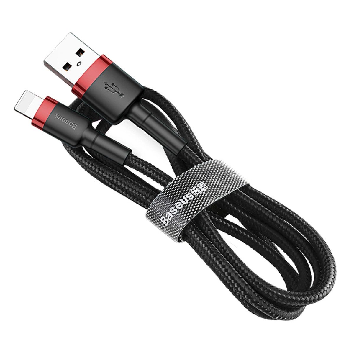 Baseus CALKLF-A19 USB-Kabel, USB-A auf Anschluss für iPhone, Lightning, Schnellladefähig, Reißfestes Nylongeflecht, Verstärkte Stecker