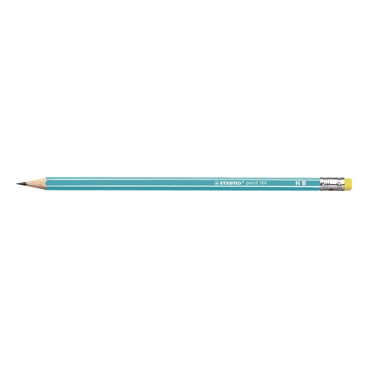 STABILO Bleistift pencil 160, (12-tlg), HB (mittelweich), mit Radiergummi, Sechskant