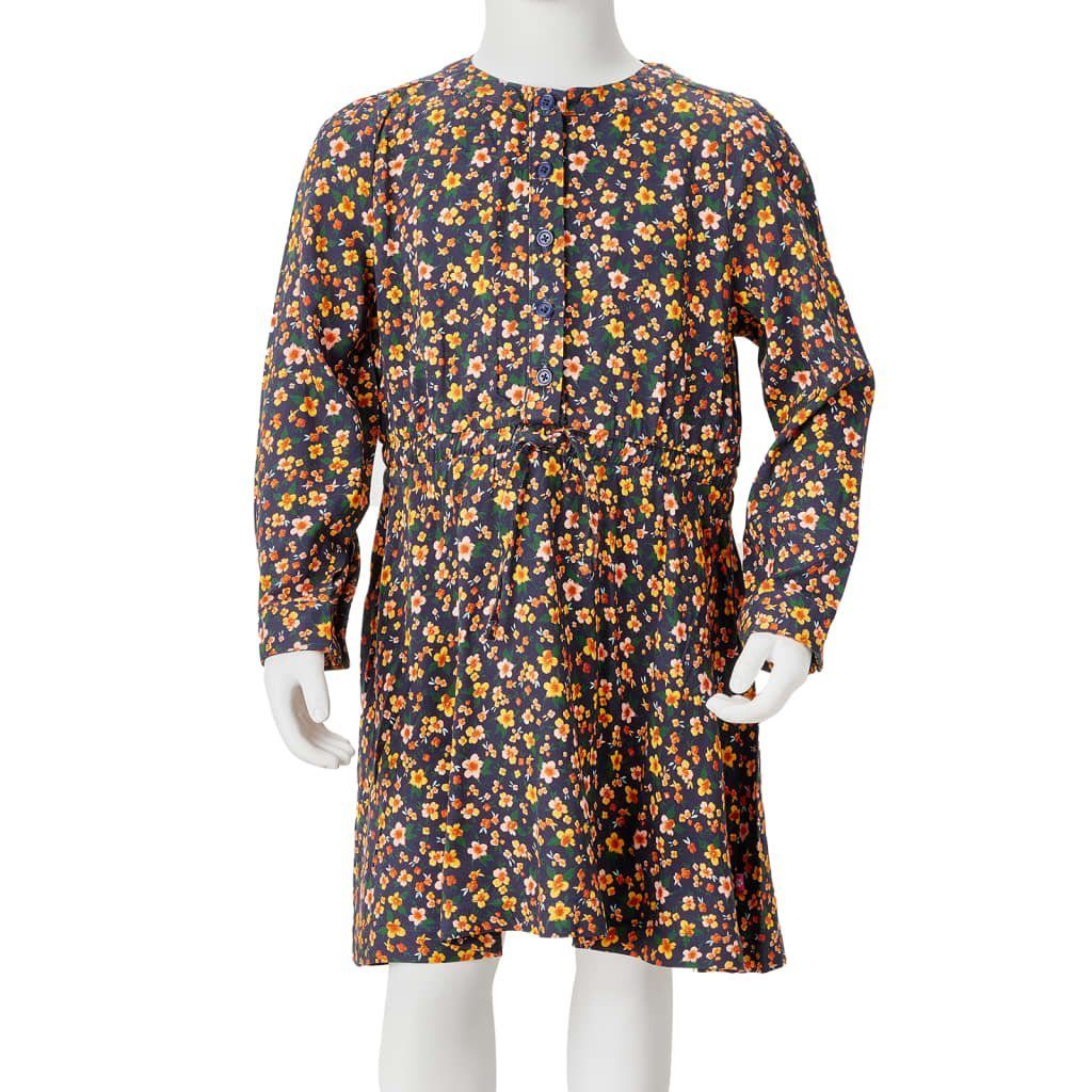 Kinderkleid Ärmeln Marineblau Langen mit A-Linien-Kleid 116 vidaXL