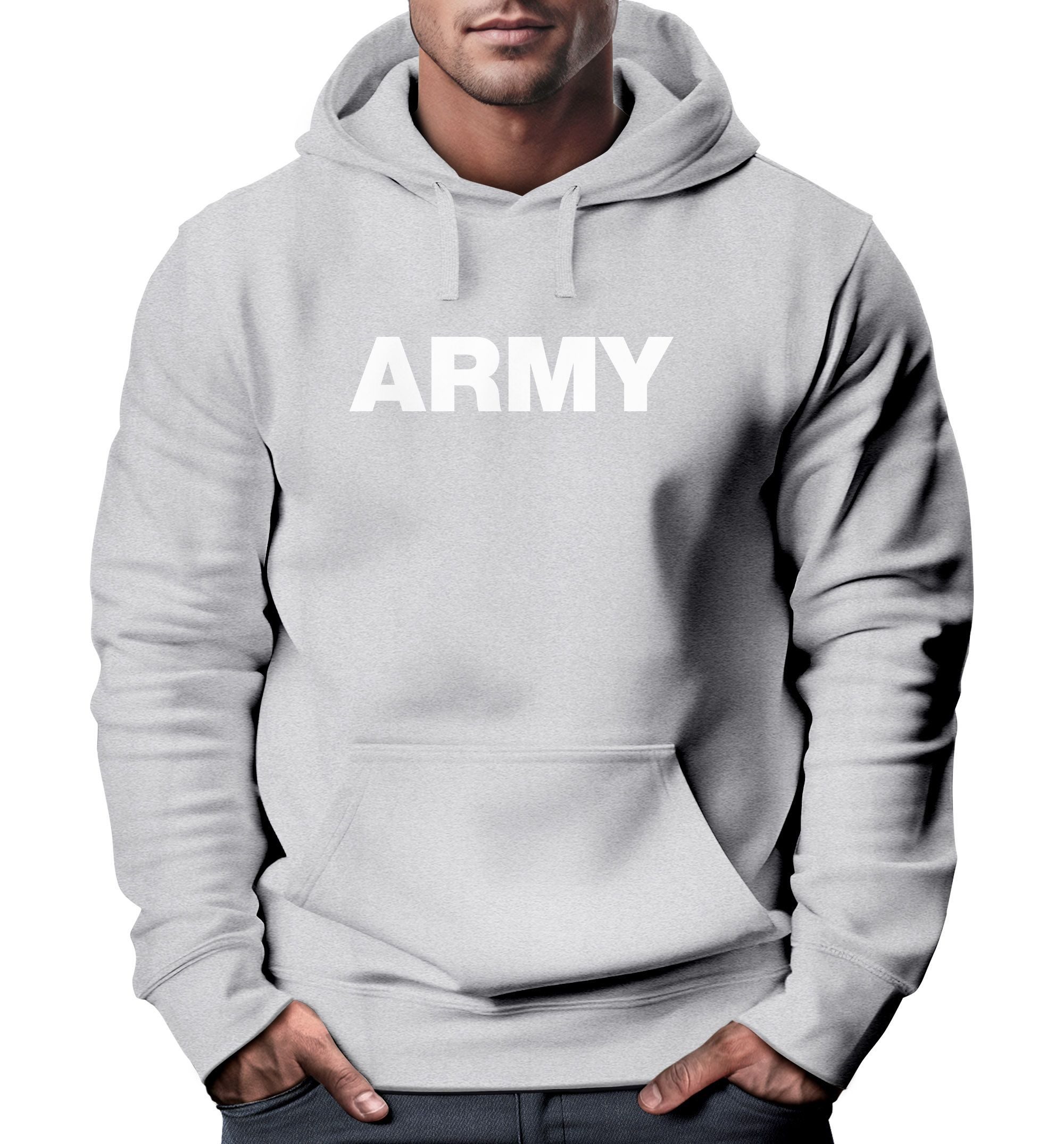 Neverless Hoodie Hoodie Herren Army Aufdruck Print Kapuzen-Pullover Männer