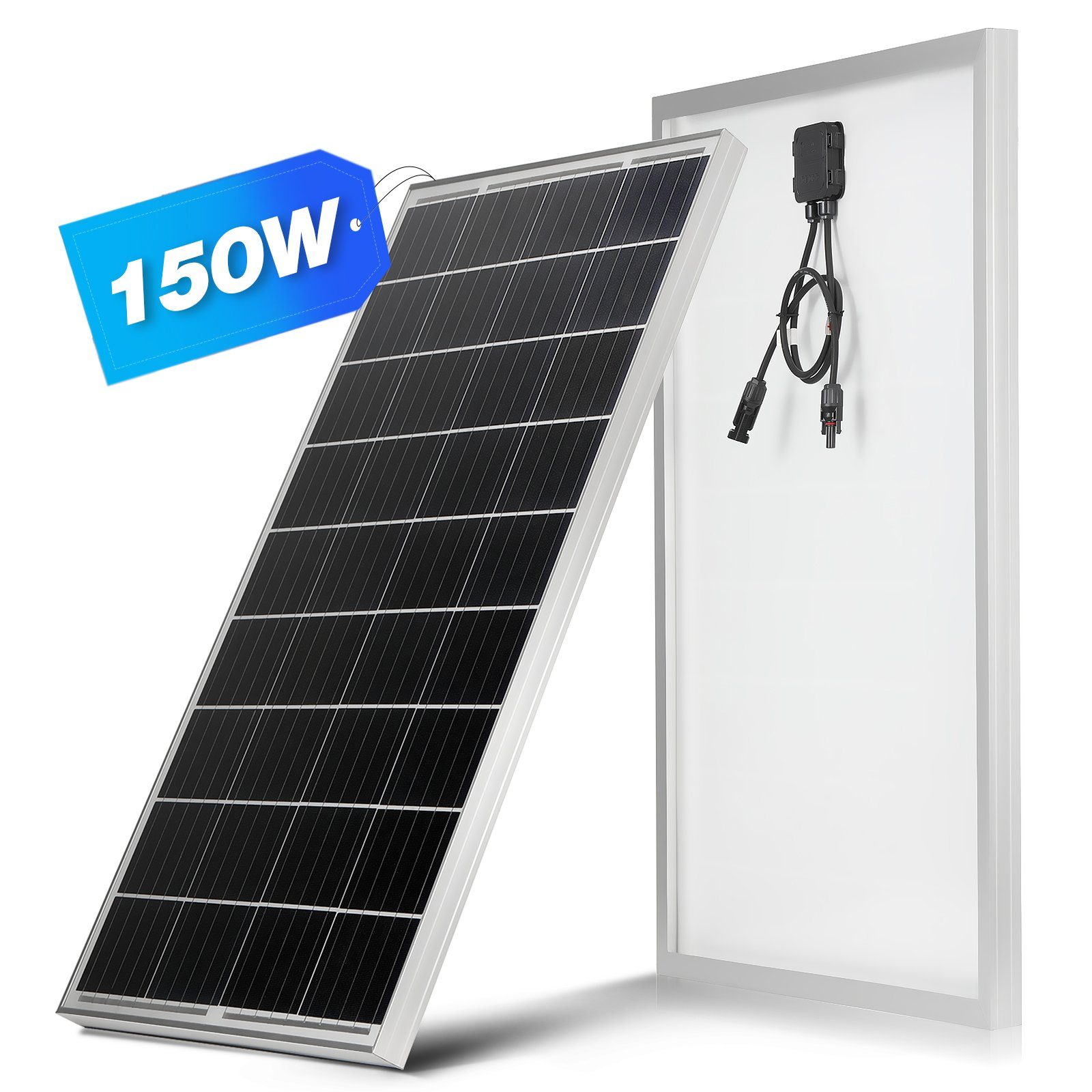 LETGOSPT Solarmodul 100W / 150W Garte Batterien von Solarpanel Monokristallin Ideal Wohnmobil Aufladen 18V IP67 zum Solarmodul Photovoltaik, Wasserdichte