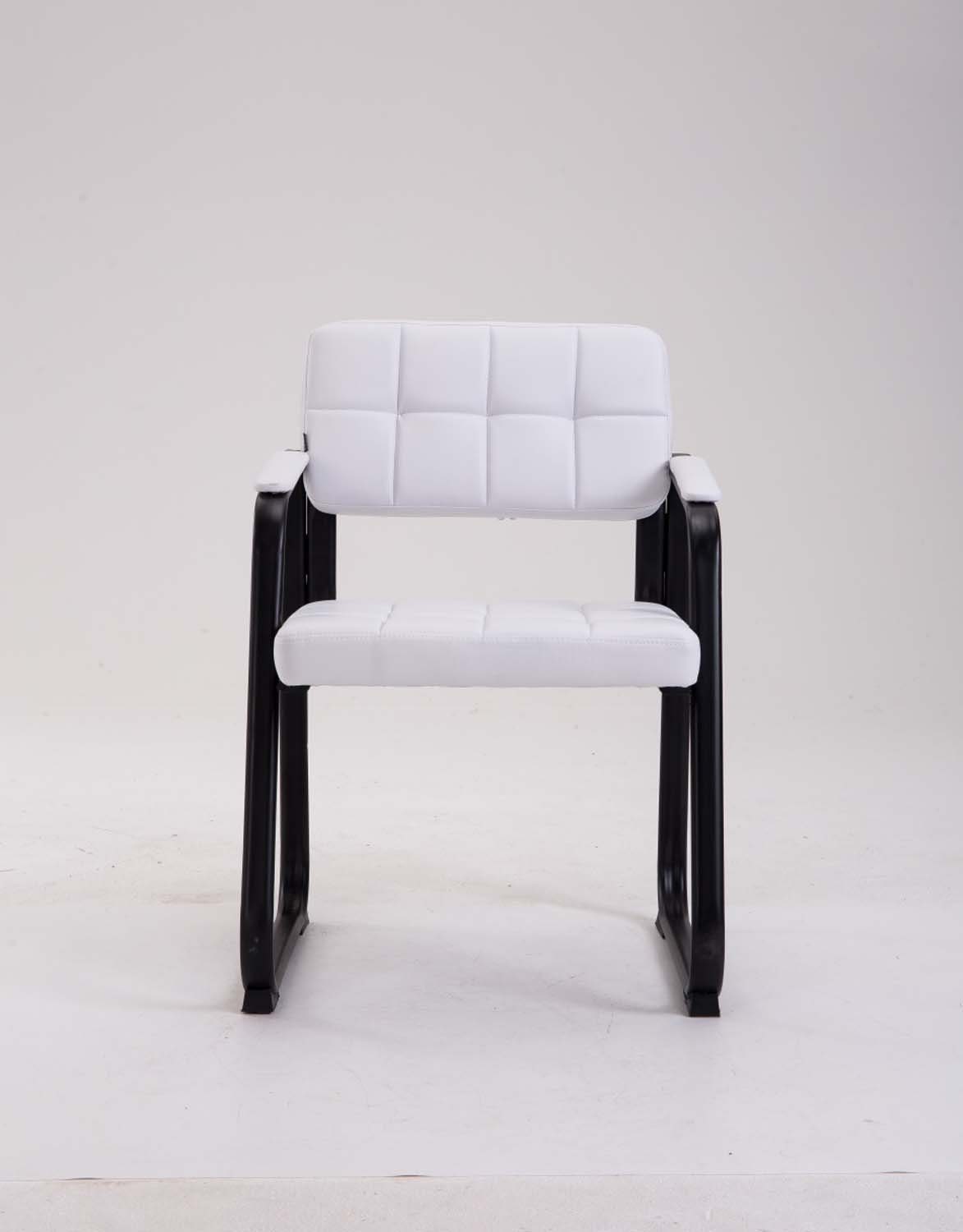 Gestell: hochwertig TPFLiving Sitzfläche matt - - gepolsterter Metall (Küchenstuhl mit Kunstleder Wohnzimmerstuhl), Canam Konferenzstuhl Besucherstuhl - Sitzfläche: weiß - schwarz Esszimmerstuhl