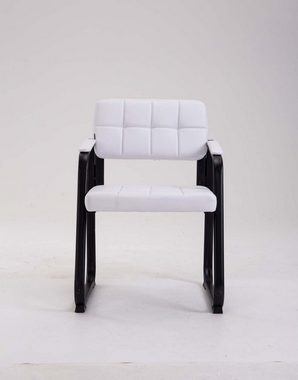 TPFLiving Besucherstuhl Canam mit hochwertig gepolsterter Sitzfläche - Konferenzstuhl (Küchenstuhl - Esszimmerstuhl - Wohnzimmerstuhl), Gestell: Metall matt schwarz - Sitzfläche: Kunstleder weiß
