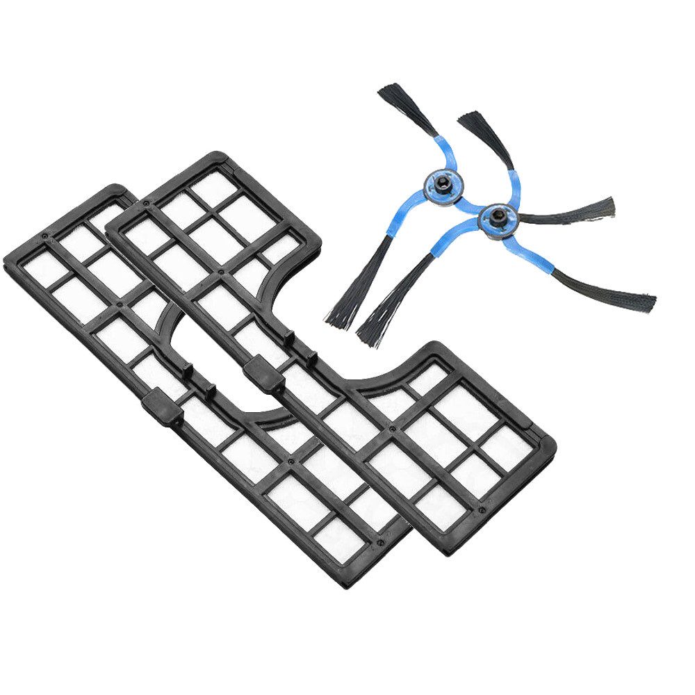 Trade-Shop Filter-Set 4in1 passend für Samsung Navibot VCR8845, VR5000, VCR8845T3A/XEF, Zubehör für Samsung VR10F71 VR20H90 DJ97-01285B VCA-RSB10, Set 2x Filter + 2x Seitenbürsten Ersatz