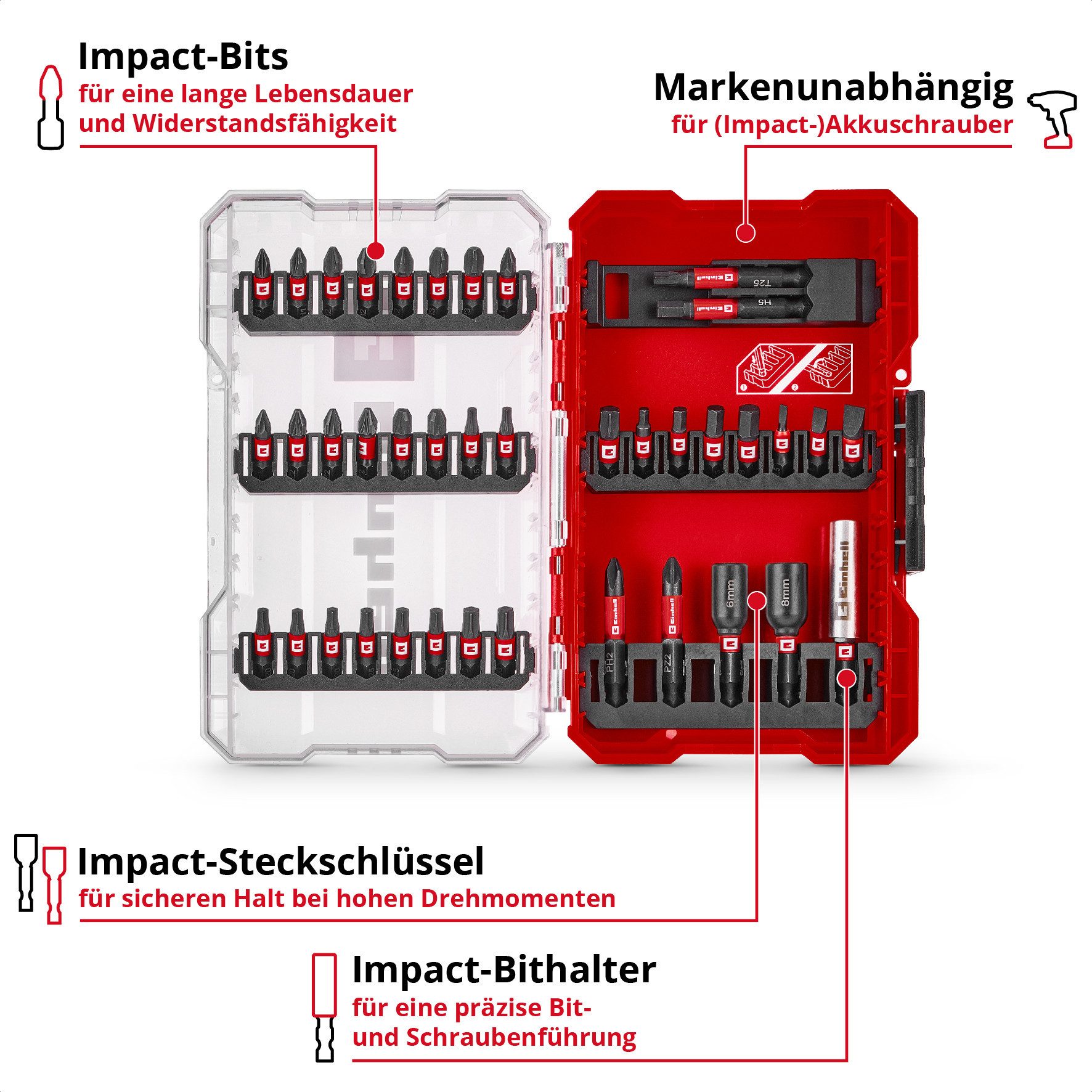 Thumbnail - Einhell Bit-Set, 39-St., M-CASE 39-tlg. Impact-Bit-Set, 25-mm-Bits, 50-mm-Bits