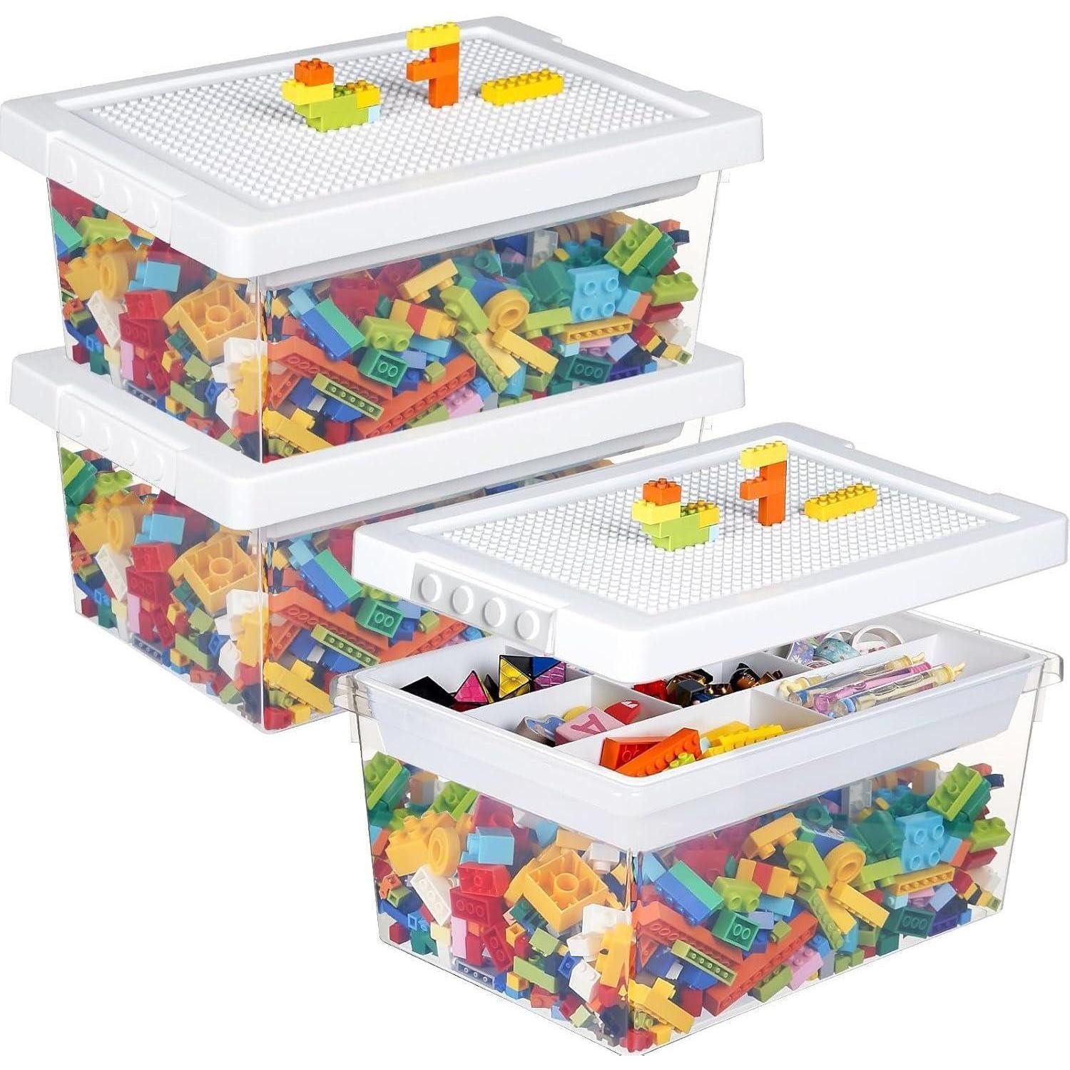 Spielzeugtruhe Aufbewahrungsbox Spielzeug Deckel Tablett PP Kinderzimmer 3pcs weiß