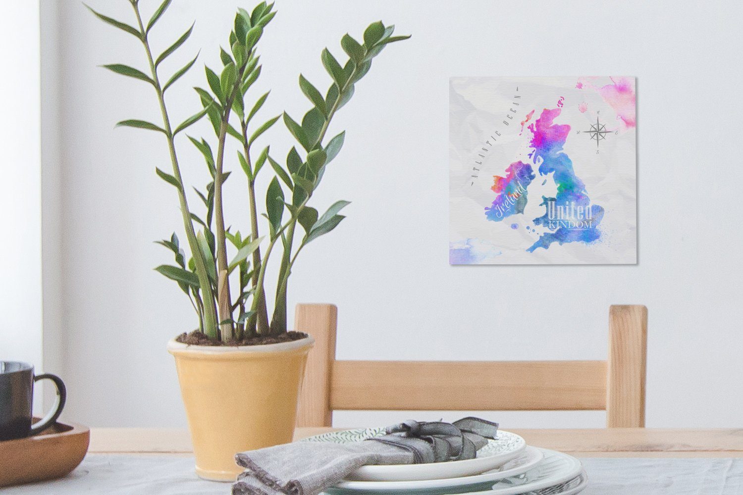 OneMillionCanvasses® Leinwandbild St), - Ölfarbe, England - für Wohnzimmer Weltkarte Bilder Leinwand (1 Schlafzimmer