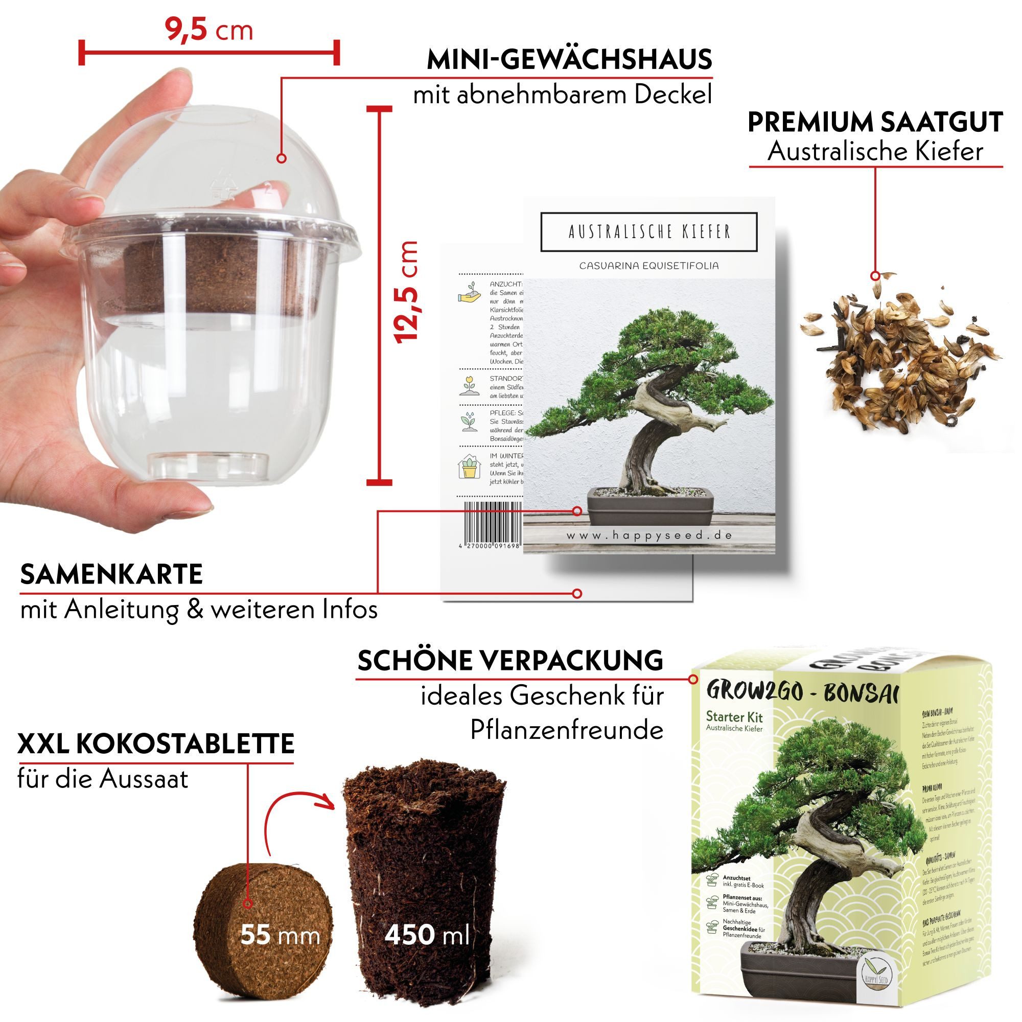 HappySeed Blumensamen GROW2GO Bonsai Starter Kit inkl. GRATIS eBook - Austr günstig online kaufen