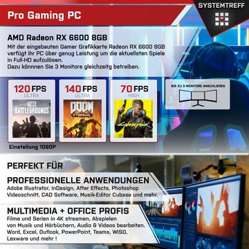 SYSTEMTREFF Basic Gaming-PC-Komplettsystem (24", AMD Ryzen 5 7600, Radeon RX 6600, 16 GB RAM, 512 GB SSD, Windows 11, WLAN)