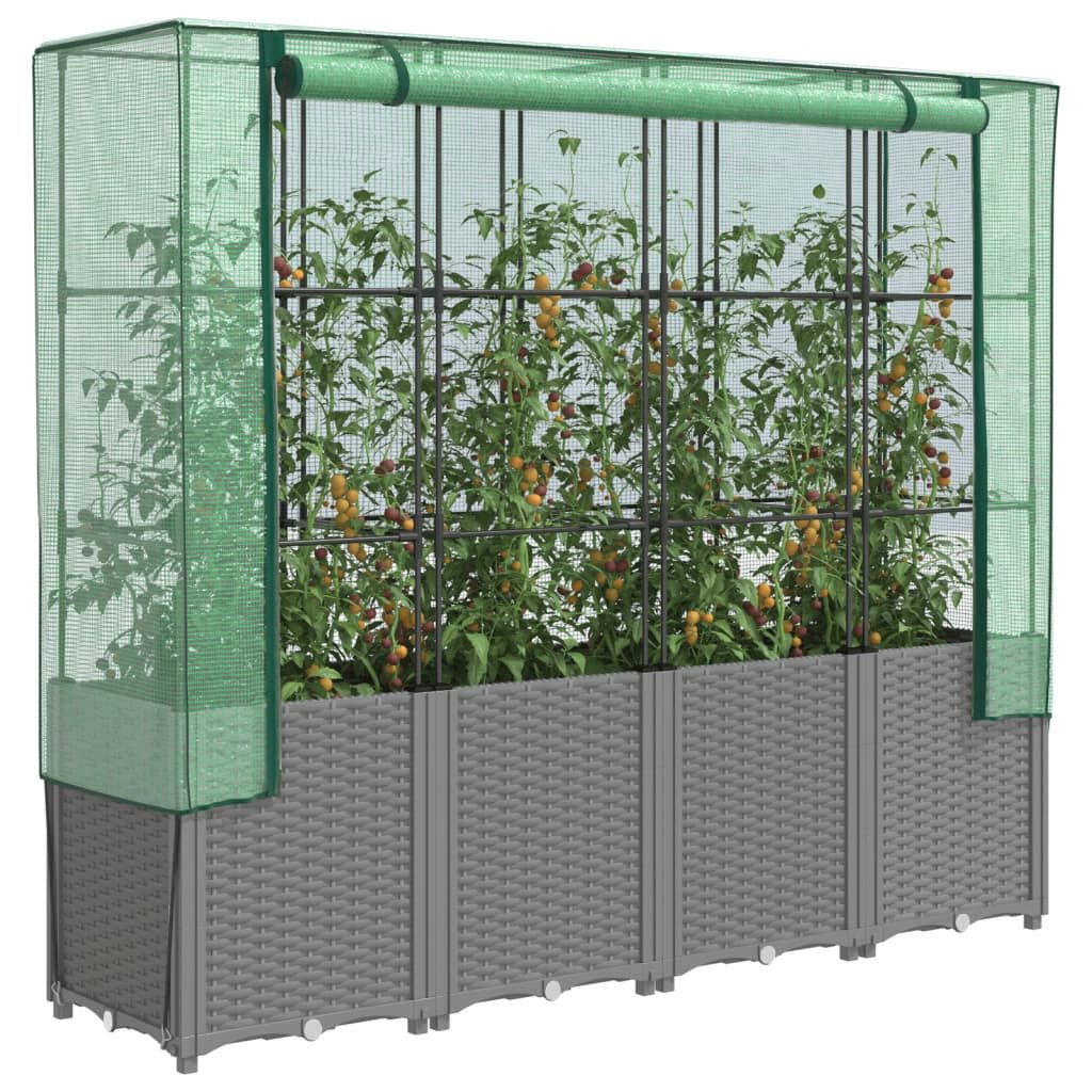 vidaXL Gewächshaus Gewächshaus Hochbeet Anzucht Gewächshaus Aufsatz Rattan-Optik Breite 1