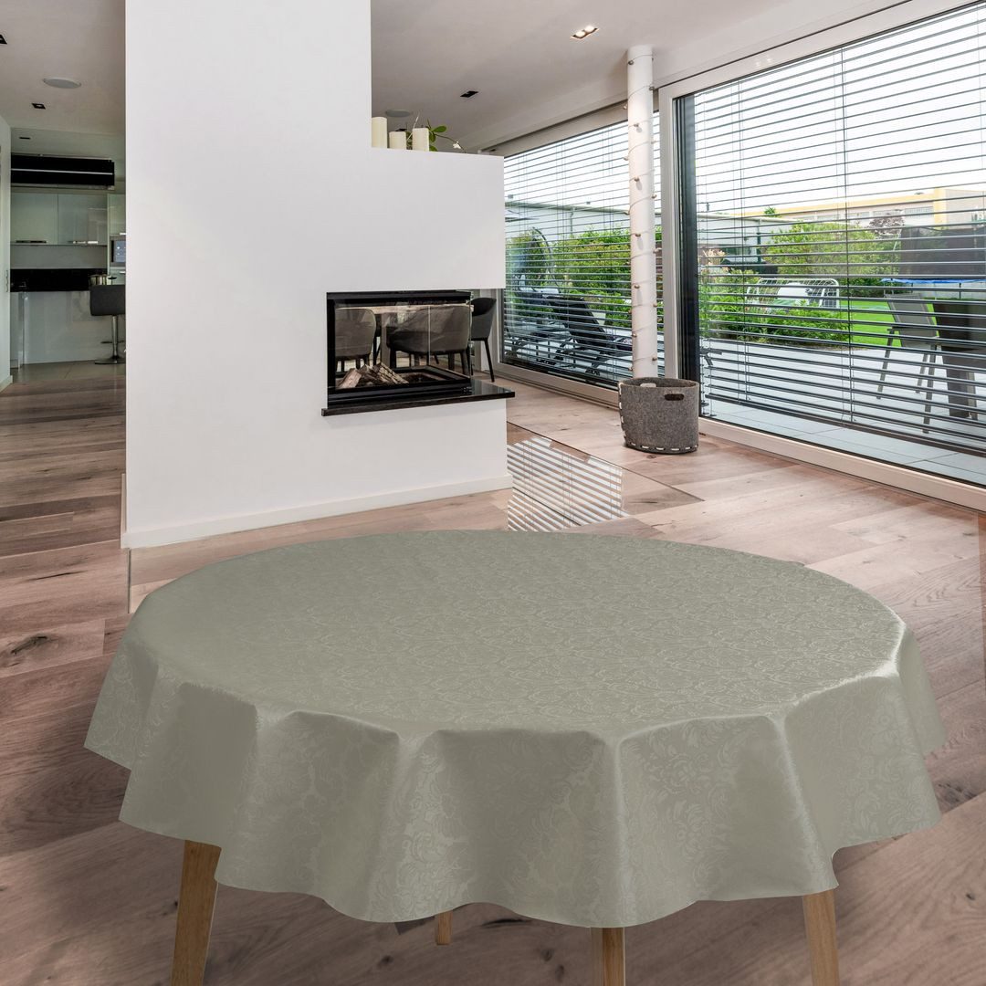 Tischdecke Wachstuch-Tischdecken Grau Meliert Rund 140cm