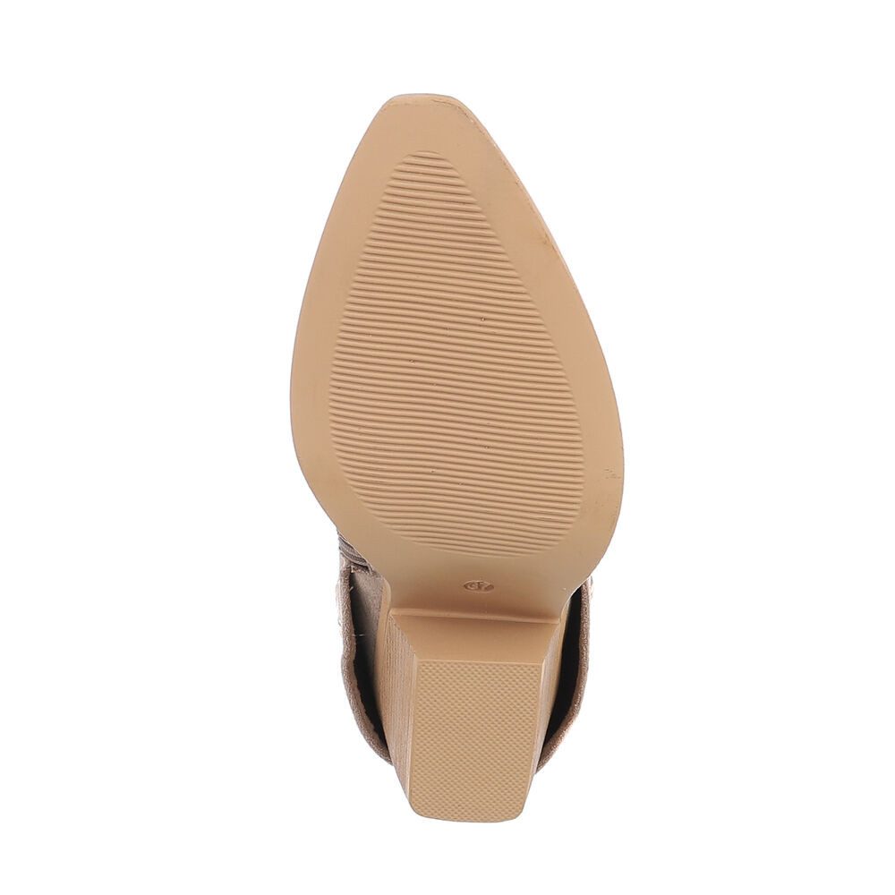 Ital-Design Damen Cowboyboots Western Westernstiefelette (87451949) Blockabsatz Stiefeletten in Hellbraun