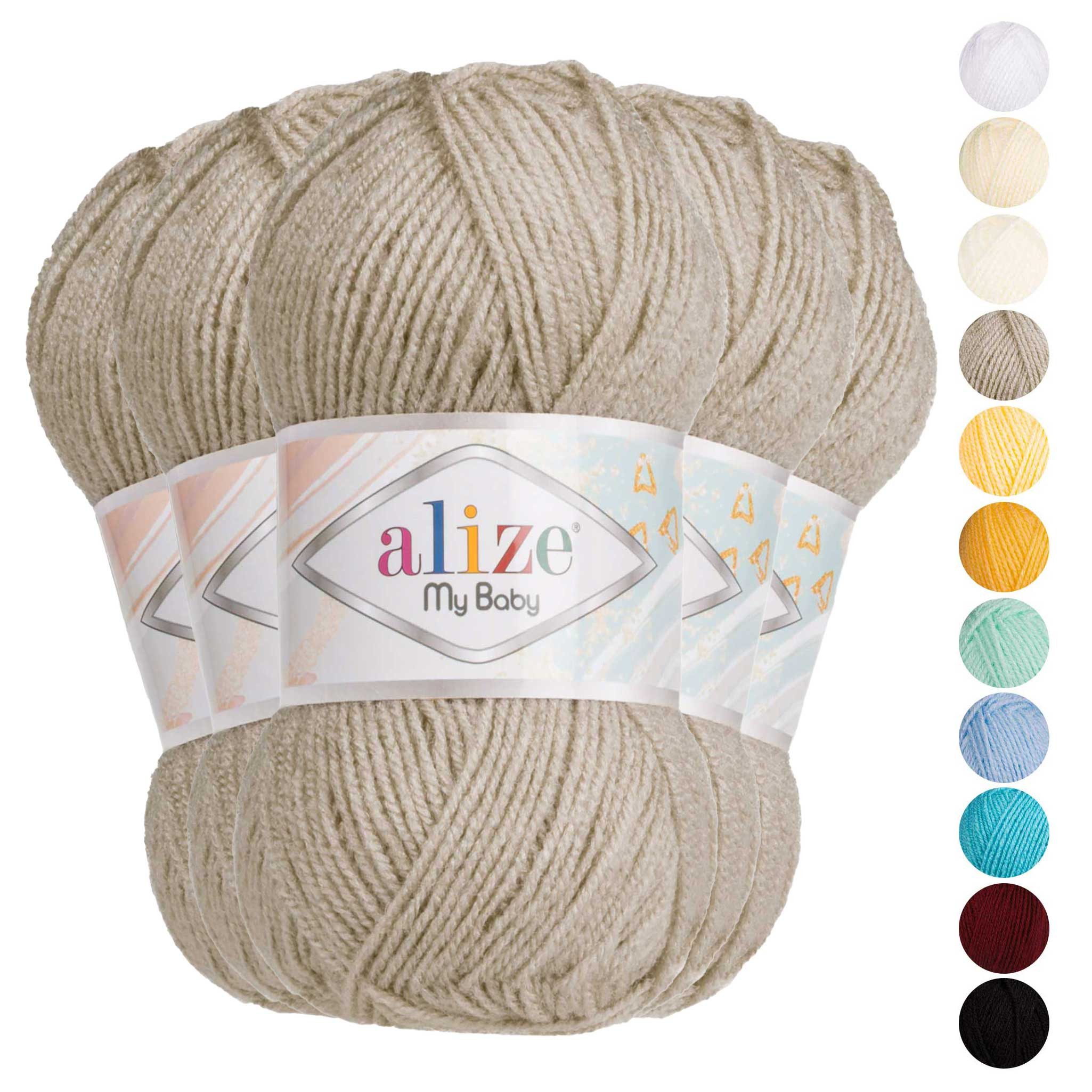 Thumbnail - Alize Alize My Baby 5x50g Strickgarn Wolle Acrylgarn Häkelgarn Farbwahl Häkelwolle, 750 m (Sparpaket), 599 hellbeige