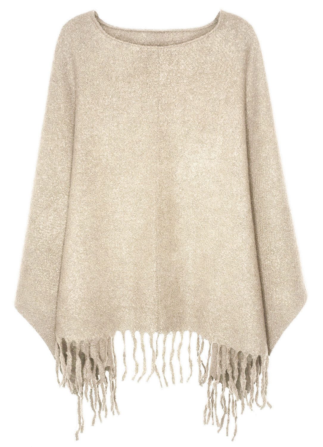 dy_mode Strickponcho Kuscheliger Damen Strickponcho mit Fransen – Unifarben günstig online kaufen