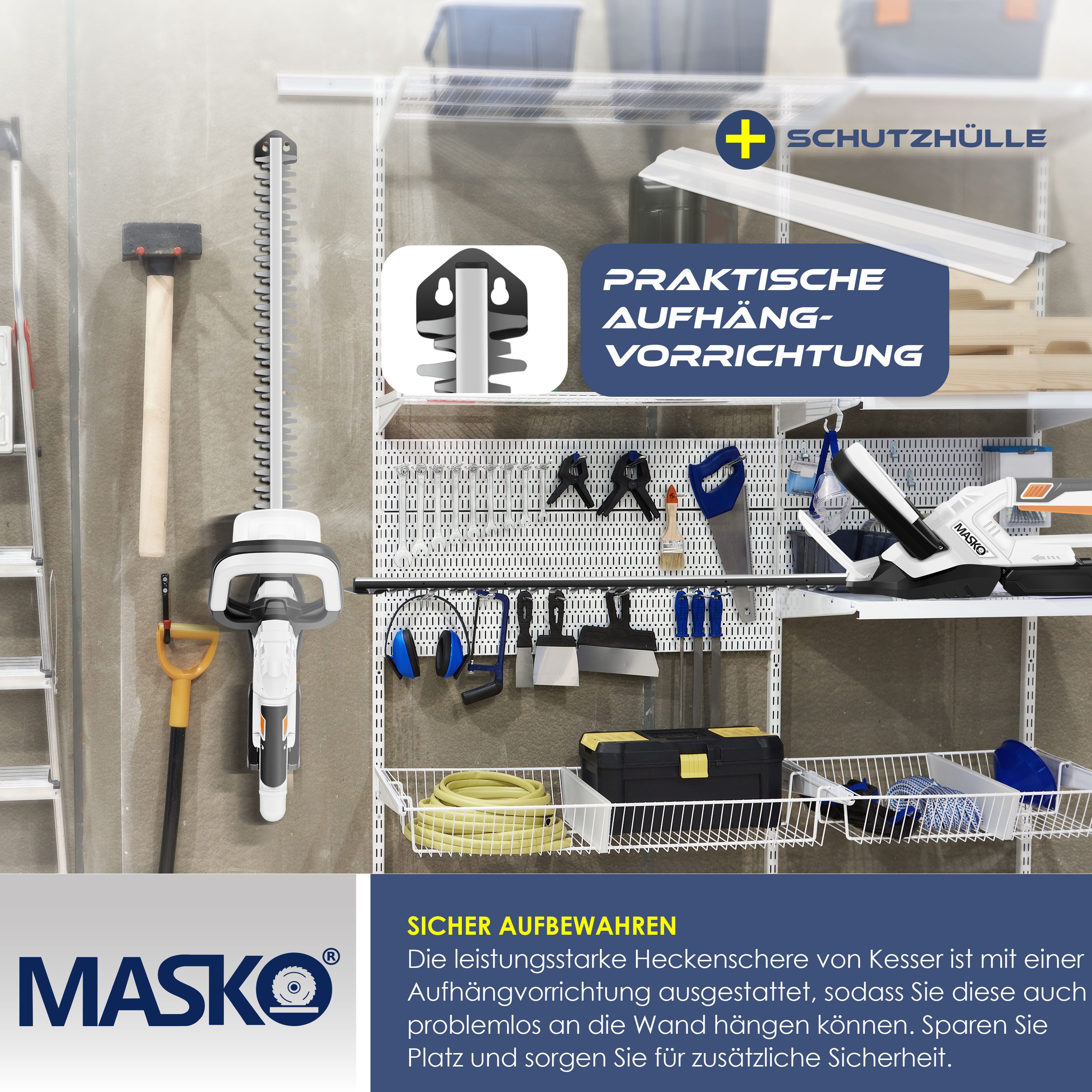 MASKO Elektro-Heckenschere, (0 St), Akku Heckenschere Profi Hecken Strauchschere 57cm