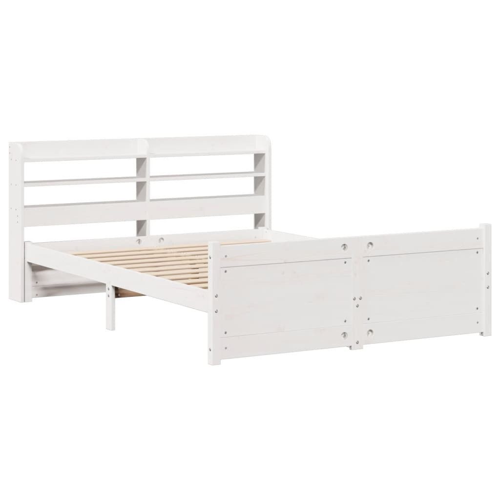 vidaXL Bett Bettgestell mit Kopfteil ohne Matratze Weiß 140x190 cm