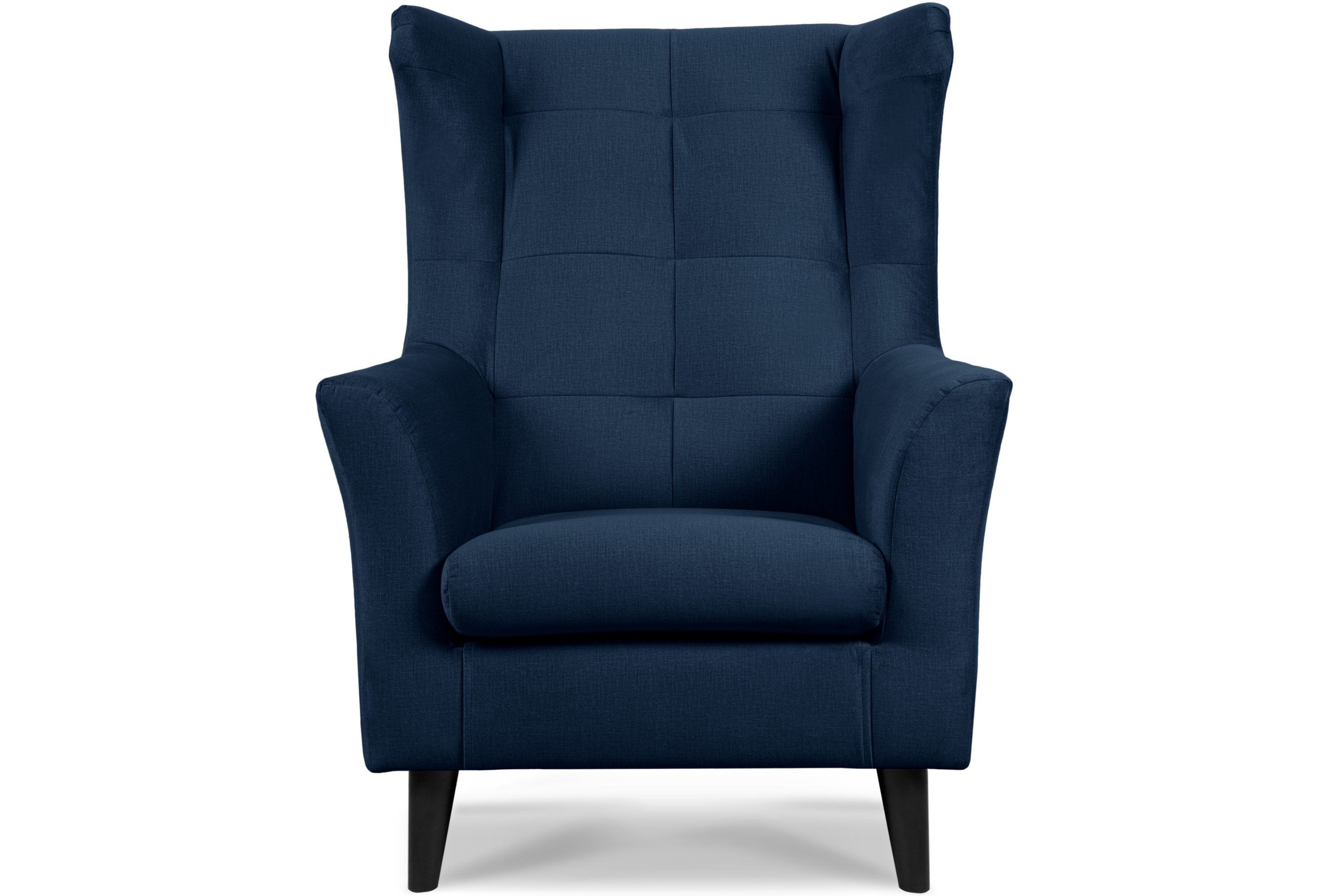 Konsimo Ohrensessel SALIS Sessel mit Armlehne, wasserabweisender Oberstoff, gewellte Feder und Schaumstoff im Sitz marineblau | marineblau