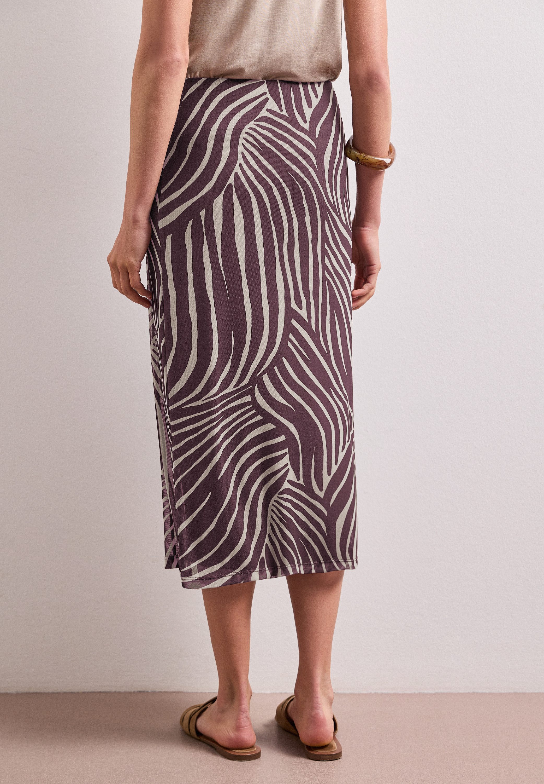 STREET ONE Midirock Style Pepica Sommerrrock aus Mesh mit Print