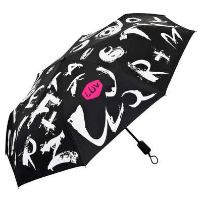 von Lilienfeld Taschenregenschirm VON LILIENFELD Regenschirm Taschenschirm UV-Schutz durch UPF 50+ Auf-Zu-Automatik Sturmfest Fiberglas Leicht Schirmtasche Florentine, Beutel mit Zugband dabei