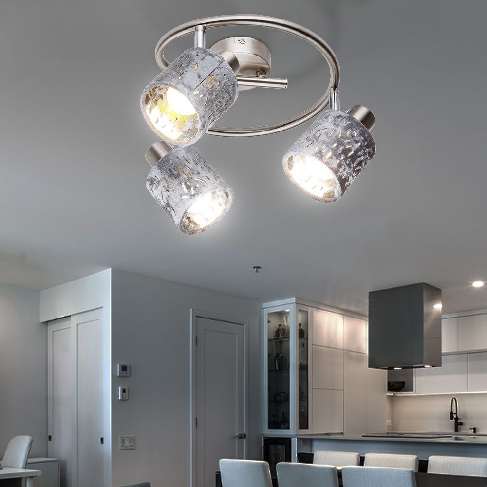 etc-shop LED Deckenleuchte, Leuchtmittel inklusive, Warmweiß, Decken Lampe Rondell Strahler Wohn Zimmer Samt Spots verstellbar im