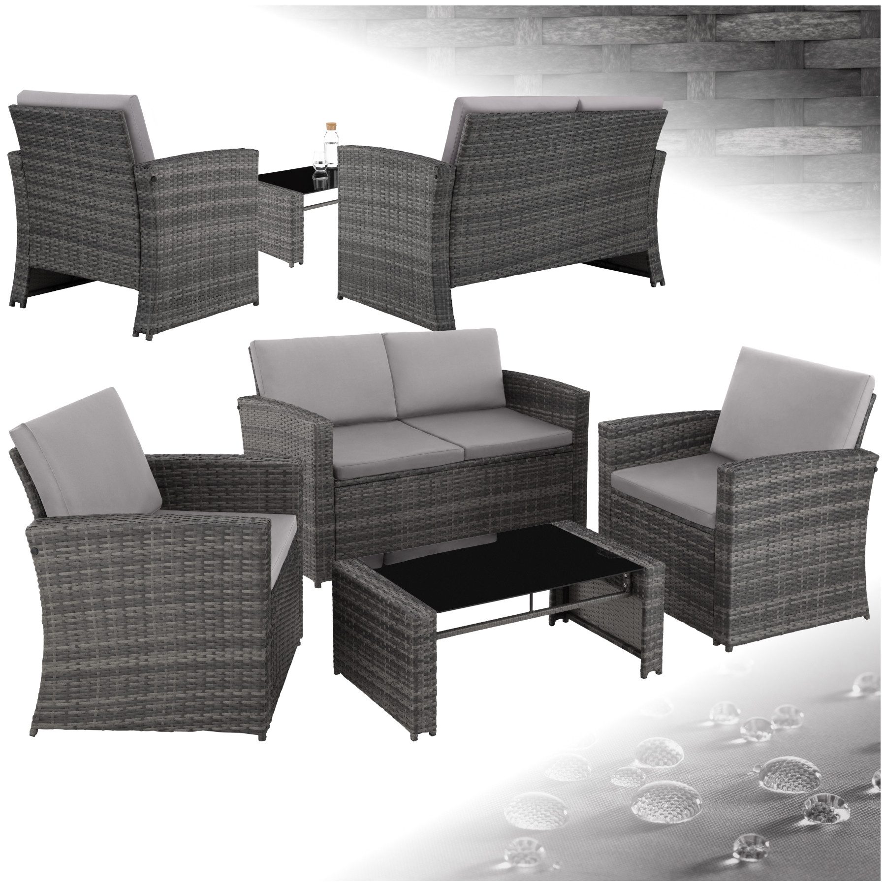 tectake Loungeset Rattan Lounge, (Set., 5-tlg), günstig online kaufen