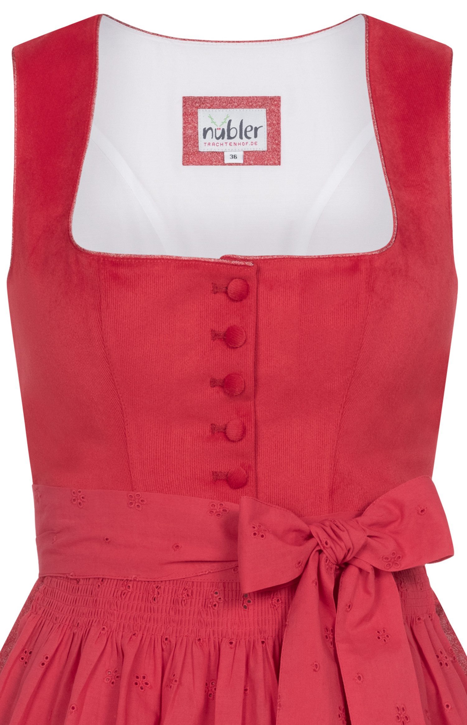 Nübler Dirndl Midi Dirndl Babette in Rubinrot von Nübler - Rocklänge 60 cm