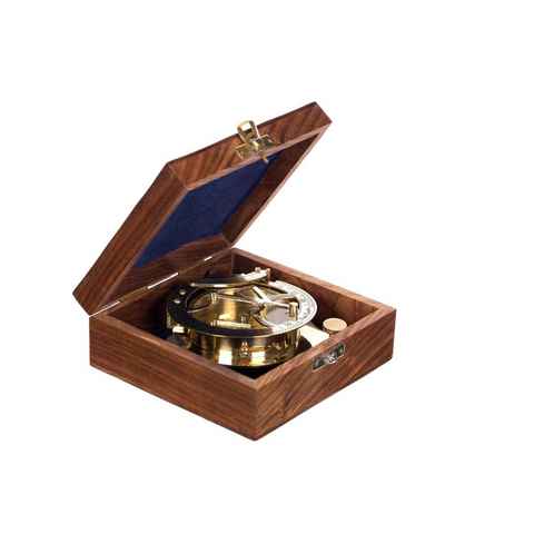 BIRENDY Dekoobjekt Dekorativer nautischer Kompass 13109 Messing mit Sonnenuhr Geschenk Holzbox