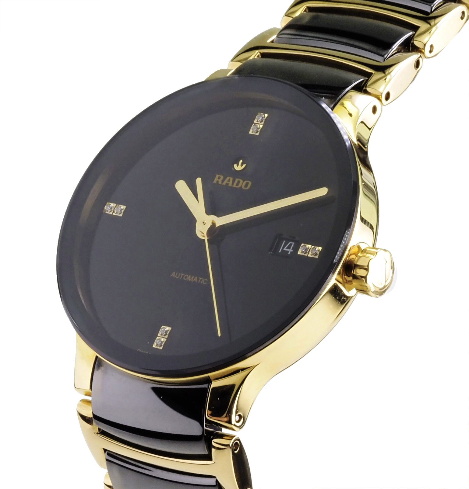 Rado Automatikuhr schweizer Unisex Uhr Ø 38 mm R30035712 Centrix Diamond Centrix Diamond, bis 80 Stunden Gangreserve, Keramikband, Diamanten