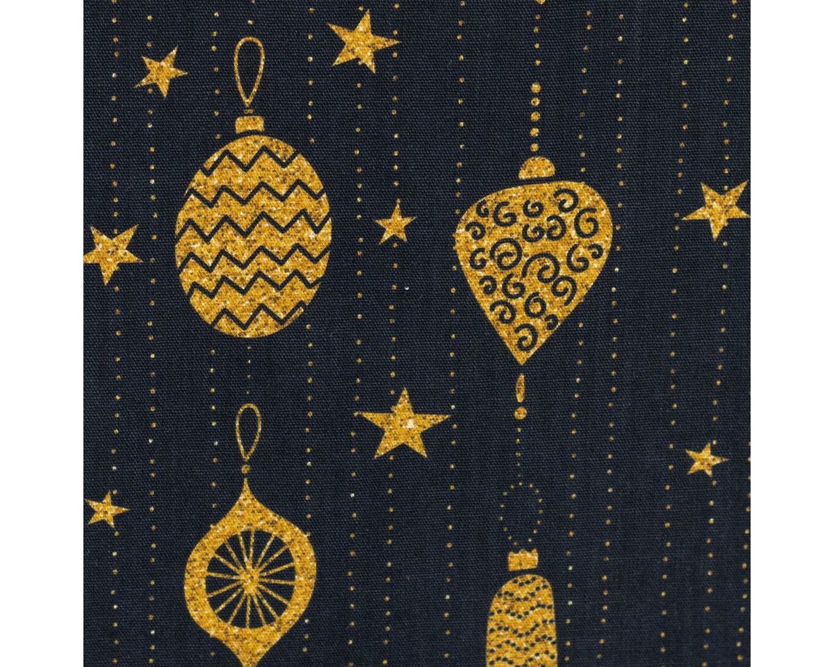 Thumbnail - SCHÖNER LEBEN. Stoff Baumwollstoff Webware Weihnachtshänger schwarz goldfarbig 1,45m Br, allergikergeeignet