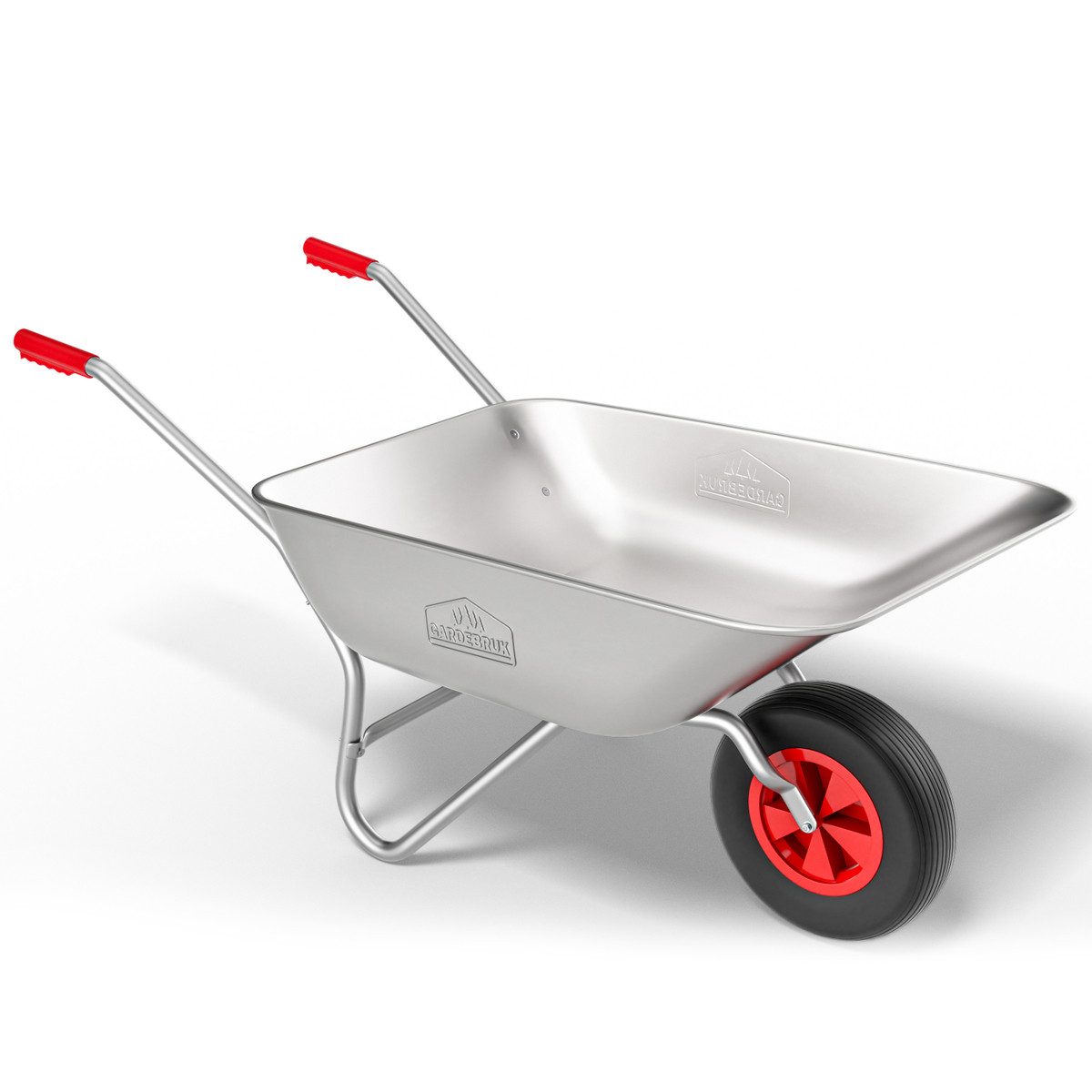 Gardebruk Schubkarre, Schubkarre Gartenkarre 80L verzinkt 80kg Bau Schiebkarre Luftreifen